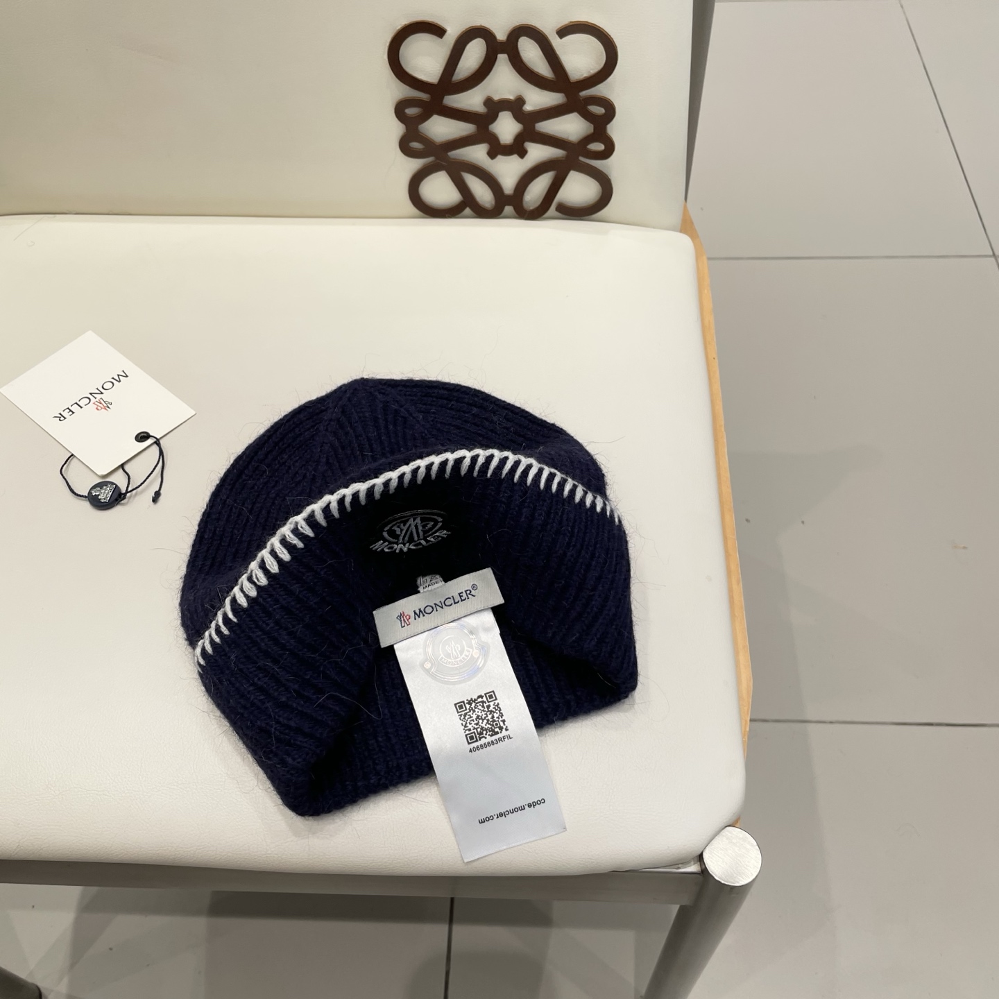 moncler毛线帽子男秋冬新款百搭保暖护耳针织帽显脸小时尚套头冷帽