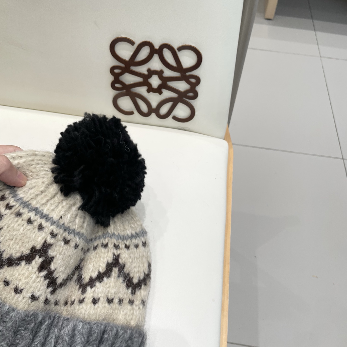 迪奥Dior费尔岛风提花毛球毛线帽子女秋冬保暖加厚针织双层包头帽百搭出游