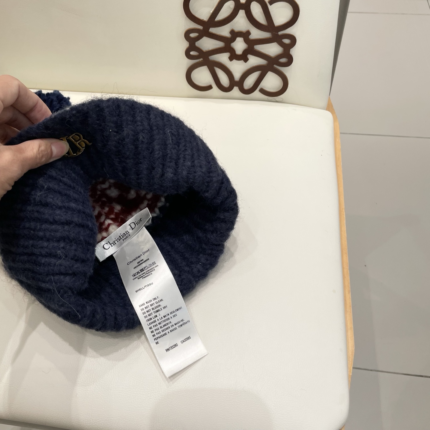 迪奥Dior费尔岛风提花毛球毛线帽子女秋冬保暖加厚针织双层包头帽百搭出游