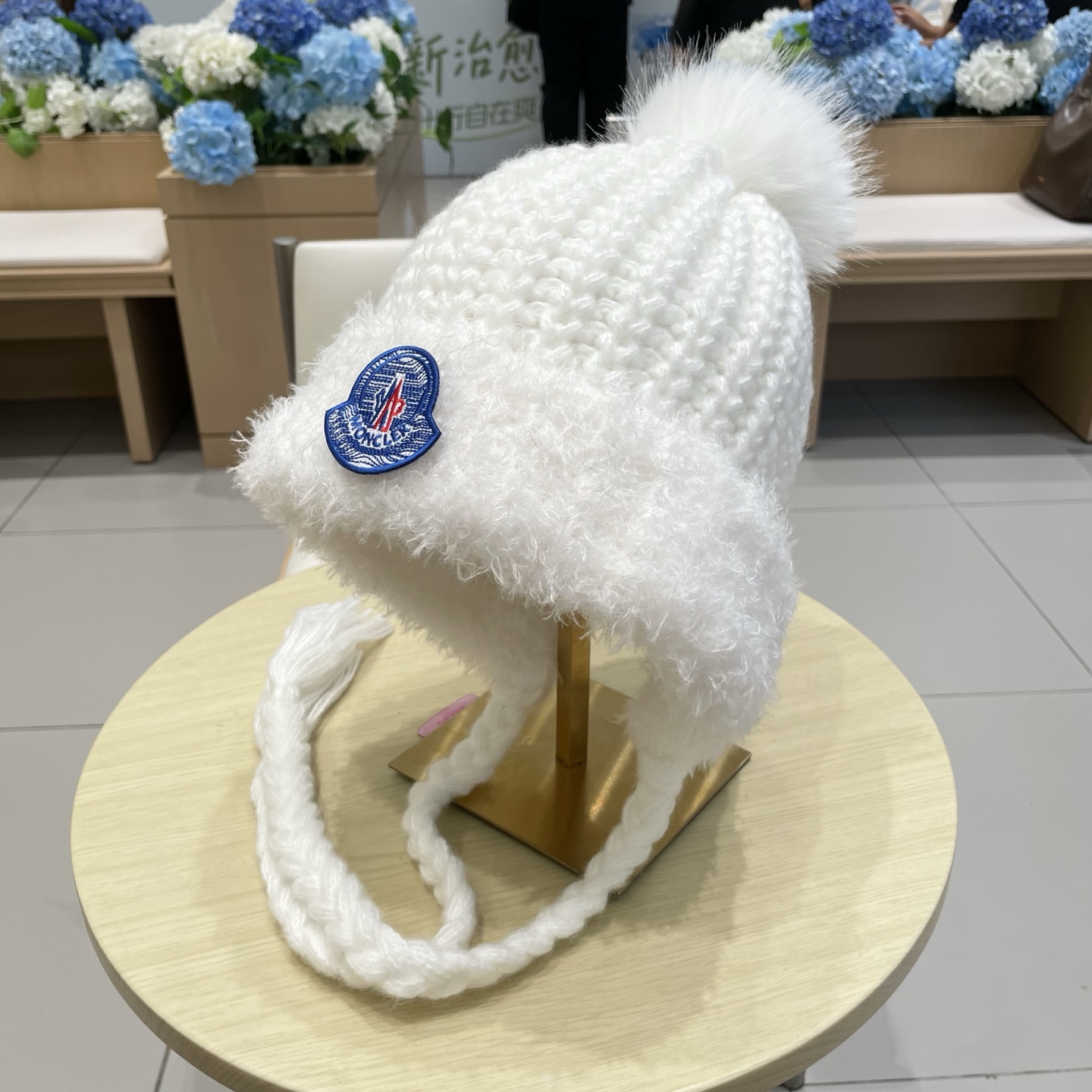 moncler韩版冬季帽子女加厚保暖针织帽护耳毛绒骑行包头帽可爱甜美毛线帽