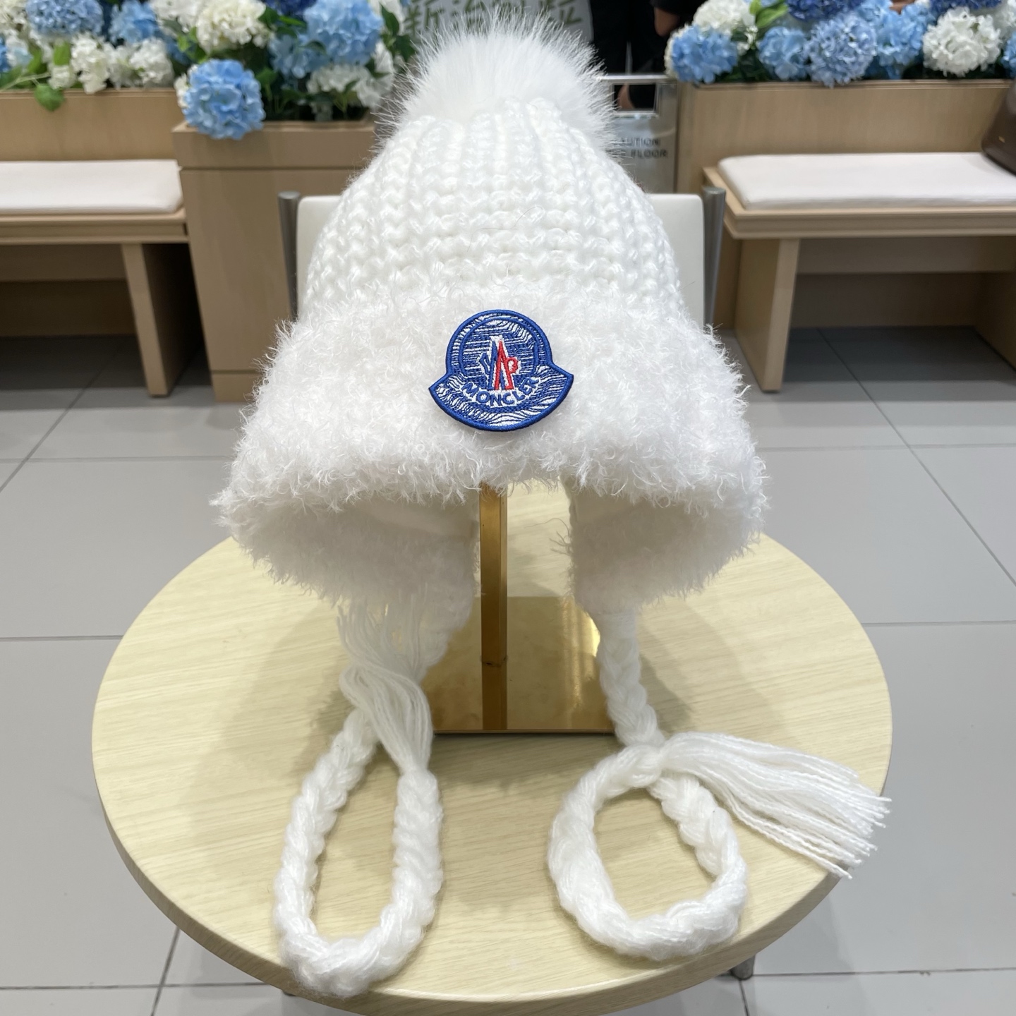 moncler韩版冬季帽子女加厚保暖针织帽护耳毛绒骑行包头帽可爱甜美毛线帽