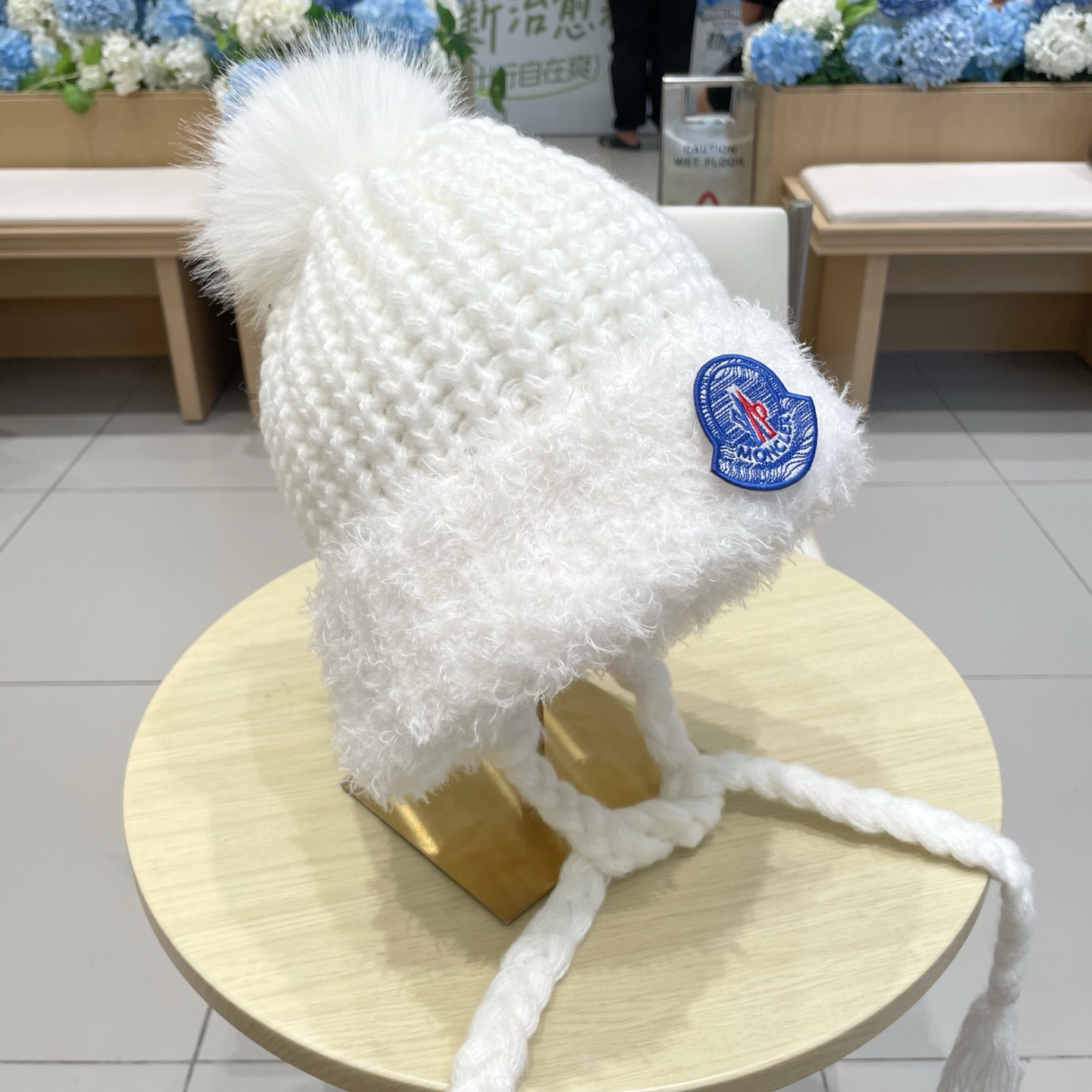 moncler韩版冬季帽子女加厚保暖针织帽护耳毛绒骑行包头帽可爱甜美毛线帽