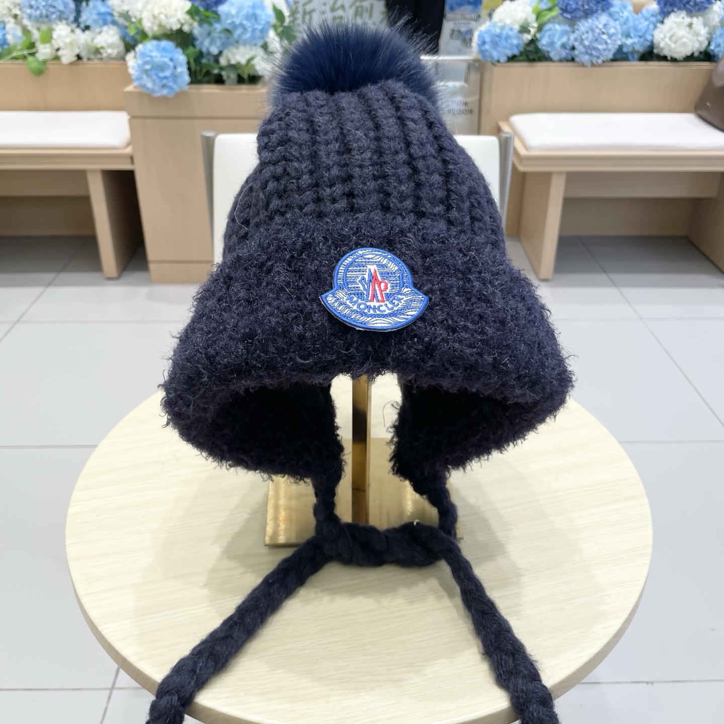 P90 moncler韩版冬季帽子女加厚保暖针织帽护耳毛绒骑行包头帽可爱甜美毛线帽