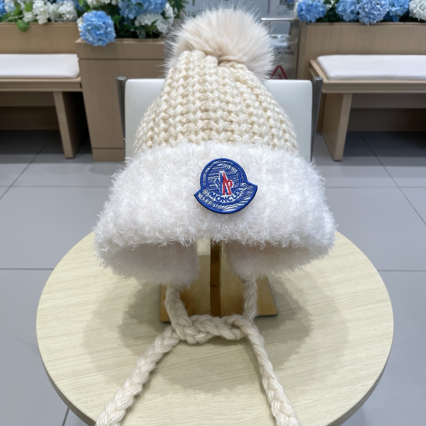 P90 moncler韩版冬季帽子女加厚保暖针织帽护耳毛绒骑行包头帽可爱甜美毛线帽