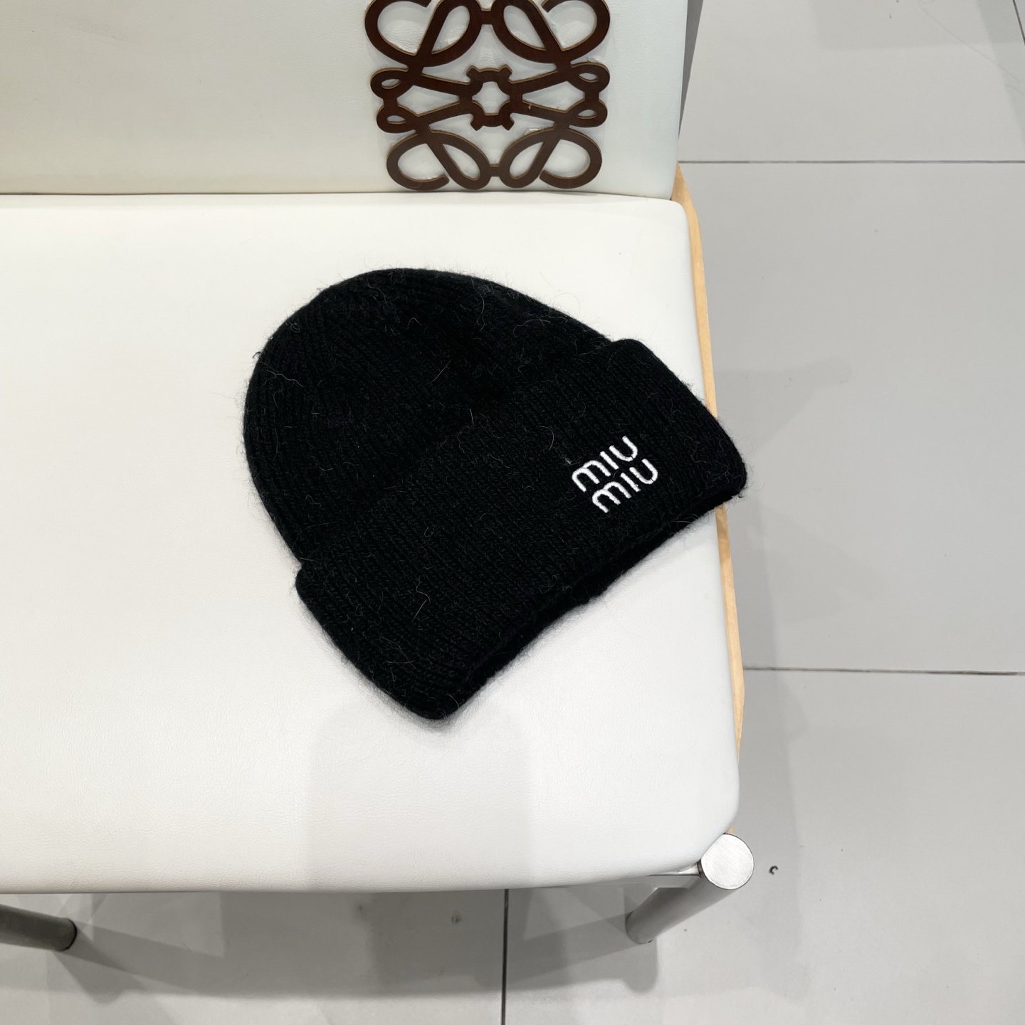 miumiu缪缪刺绣字母专柜新款针织毛线帽
