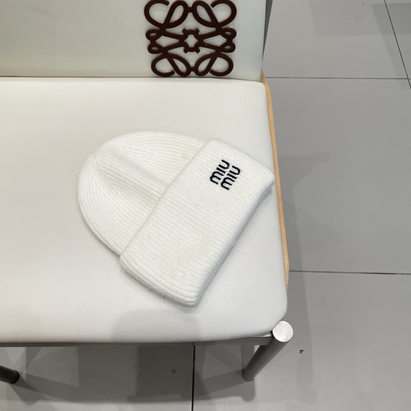 miumiu缪缪刺绣字母专柜新款针织毛线帽