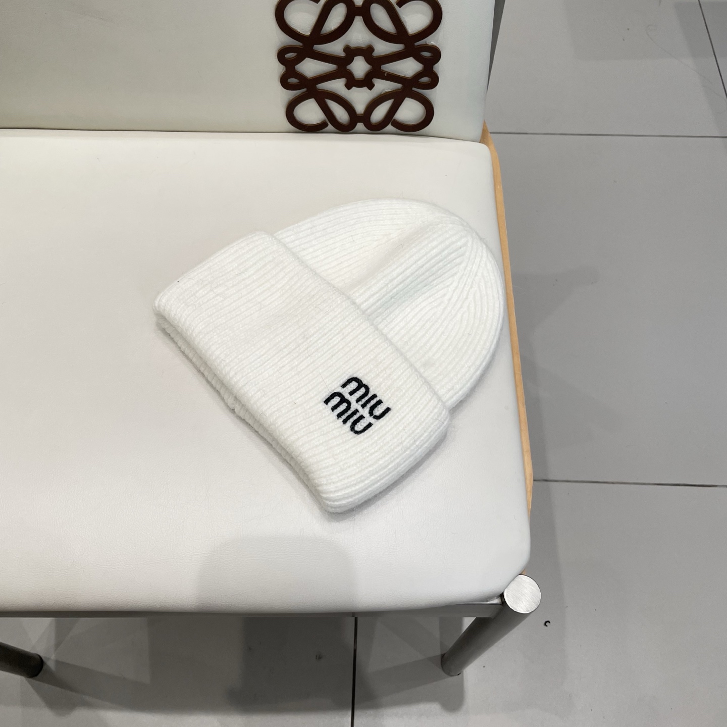 miumiu缪缪刺绣字母专柜新款针织毛线帽