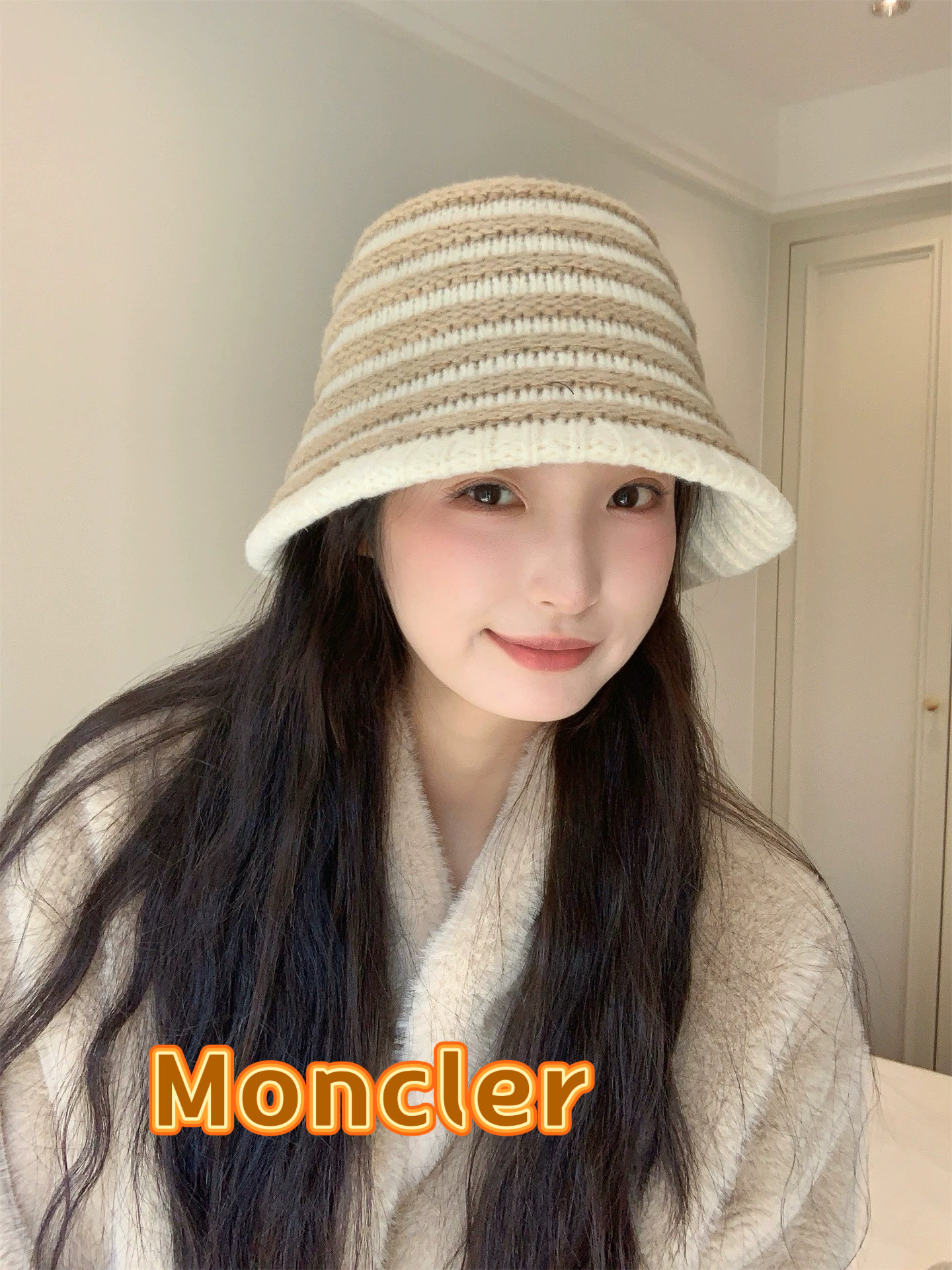 P85  蒙口Moncler盟可睐复古条纹针织渔夫帽子女2025新款秋冬百搭显脸小水桶帽盆帽潮