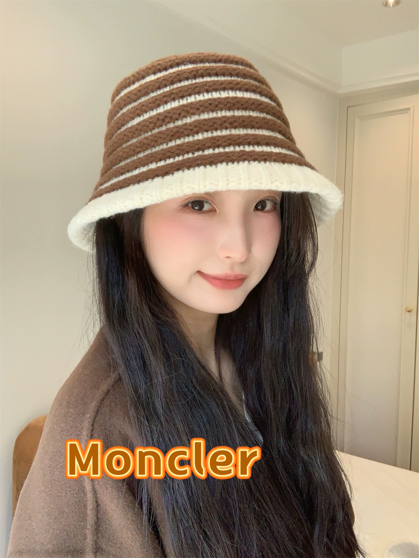 P85  蒙口Moncler盟可睐复古条纹针织渔夫帽子女2025新款秋冬百搭显脸小水桶帽盆帽潮