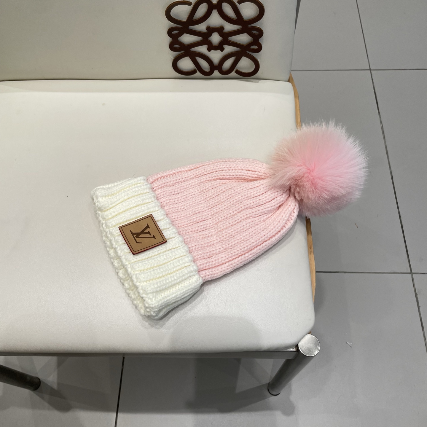 lv路易威登针织帽子女秋冬季真狐狸毛球毛线帽防寒冬天加厚保暖护耳韩版百搭