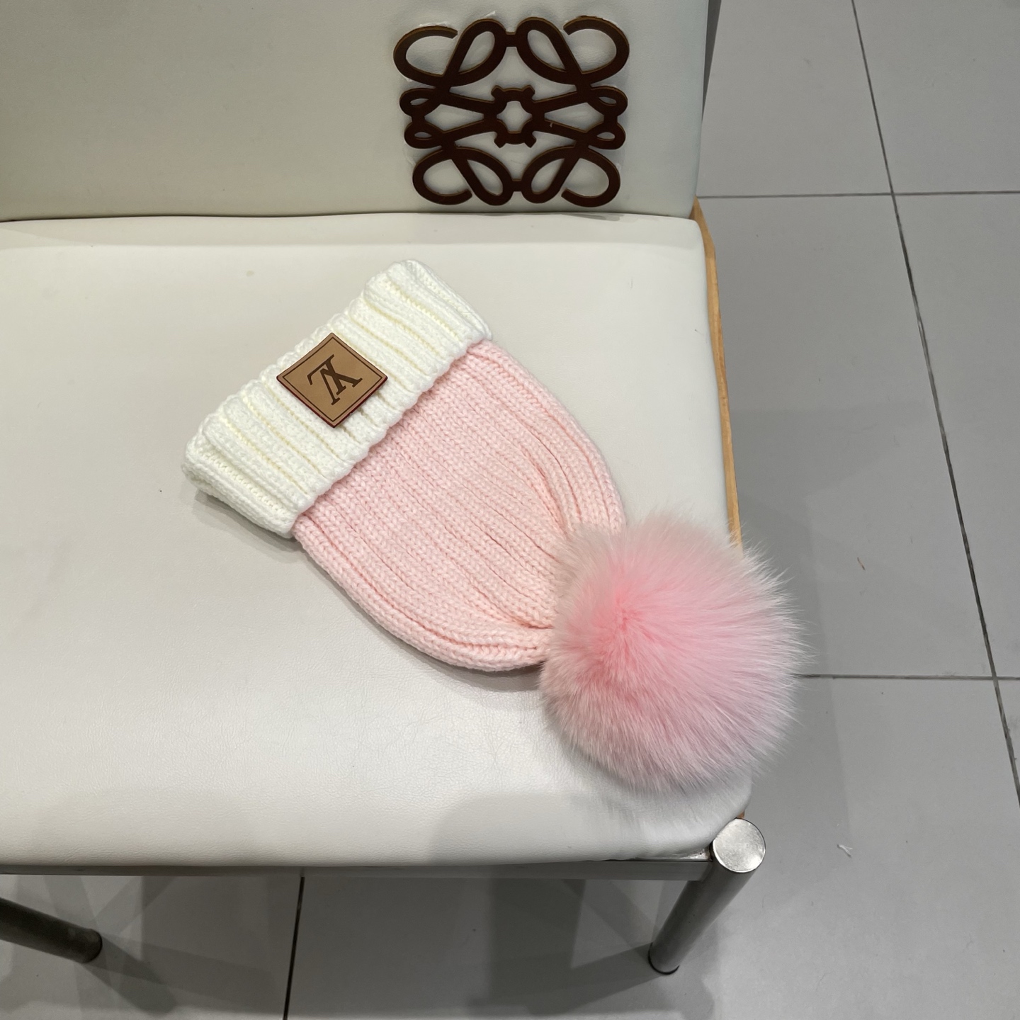 lv路易威登针织帽子女秋冬季真狐狸毛球毛线帽防寒冬天加厚保暖护耳韩版百搭