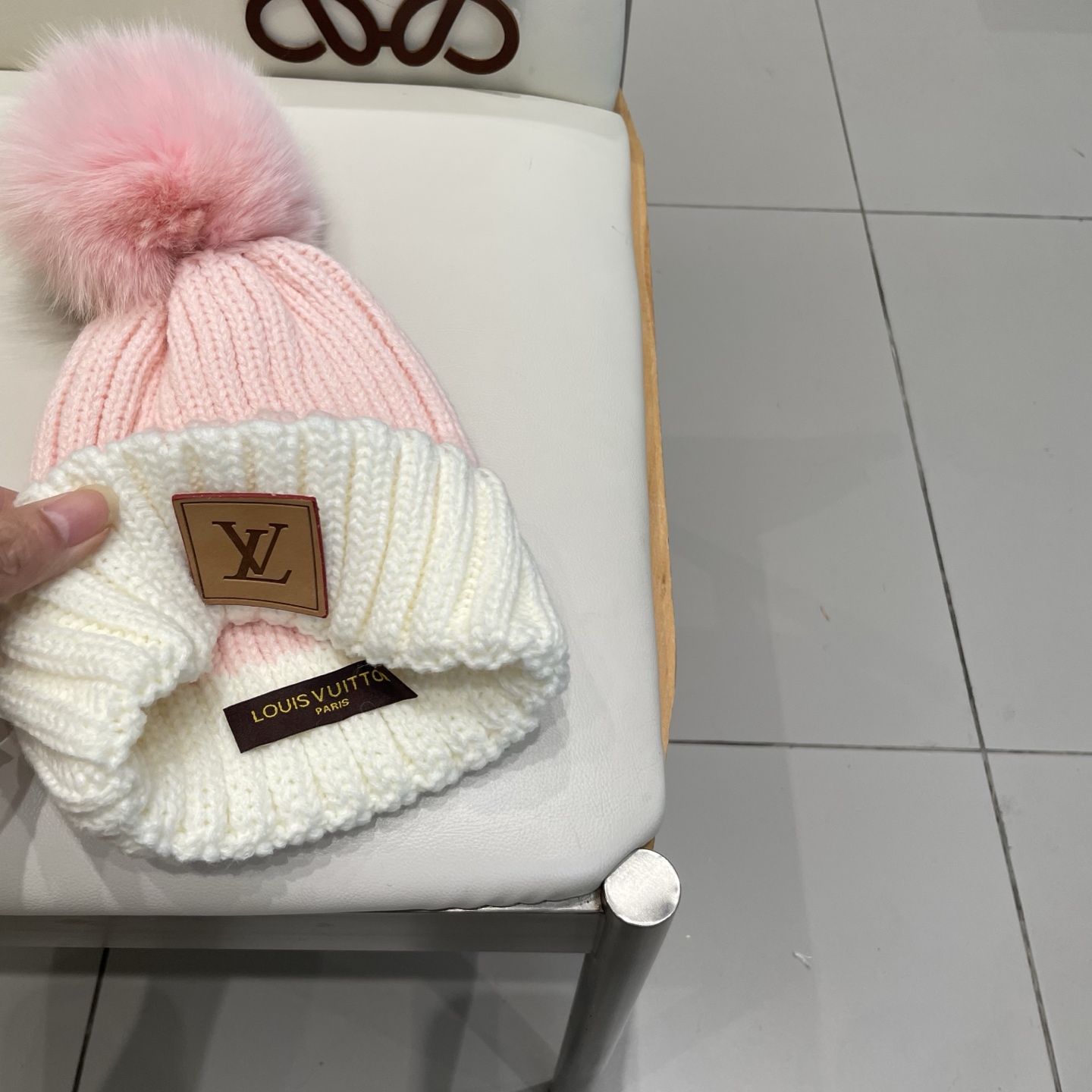 lv路易威登针织帽子女秋冬季真狐狸毛球毛线帽防寒冬天加厚保暖护耳韩版百搭