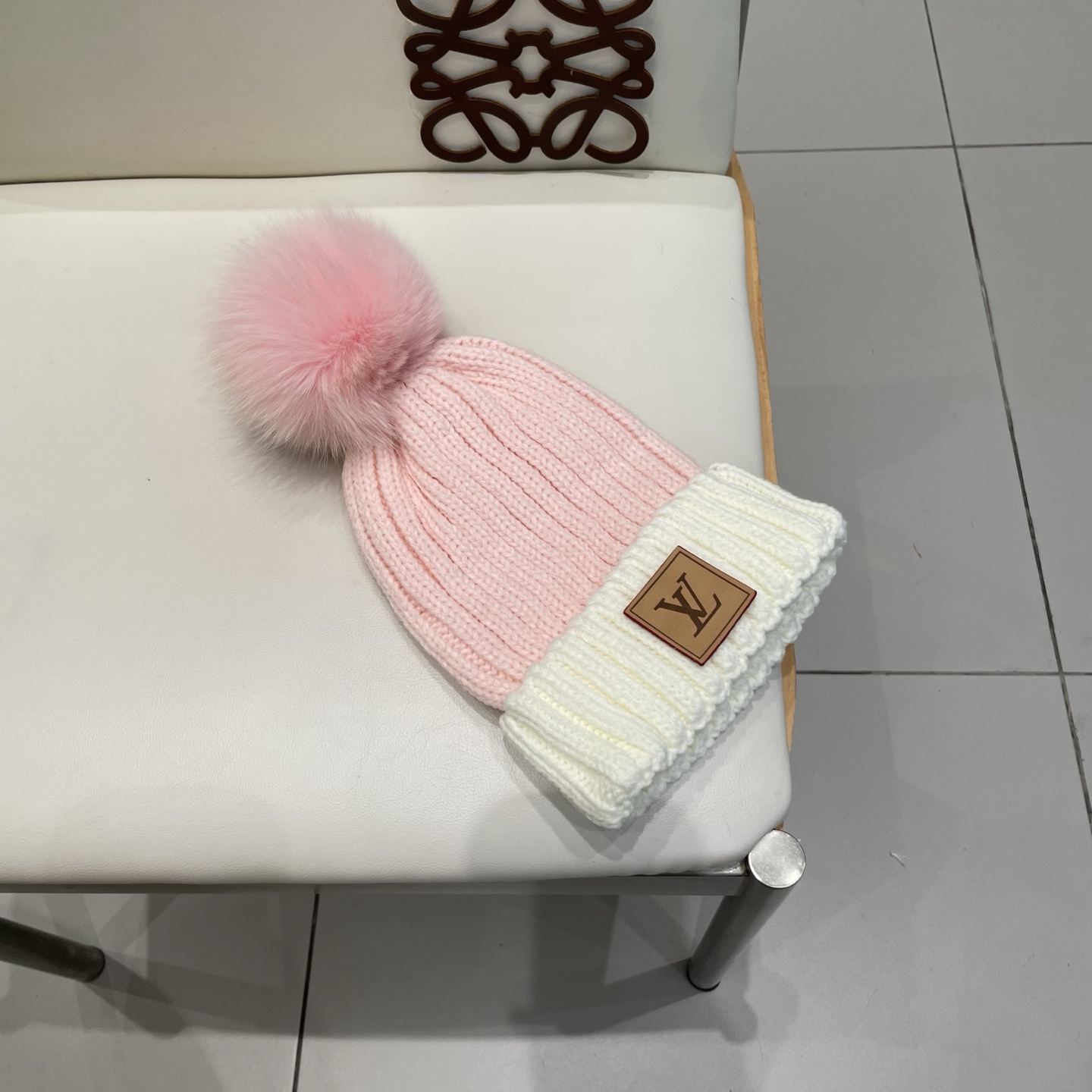 lv路易威登针织帽子女秋冬季真狐狸毛球毛线帽防寒冬天加厚保暖护耳韩版百搭