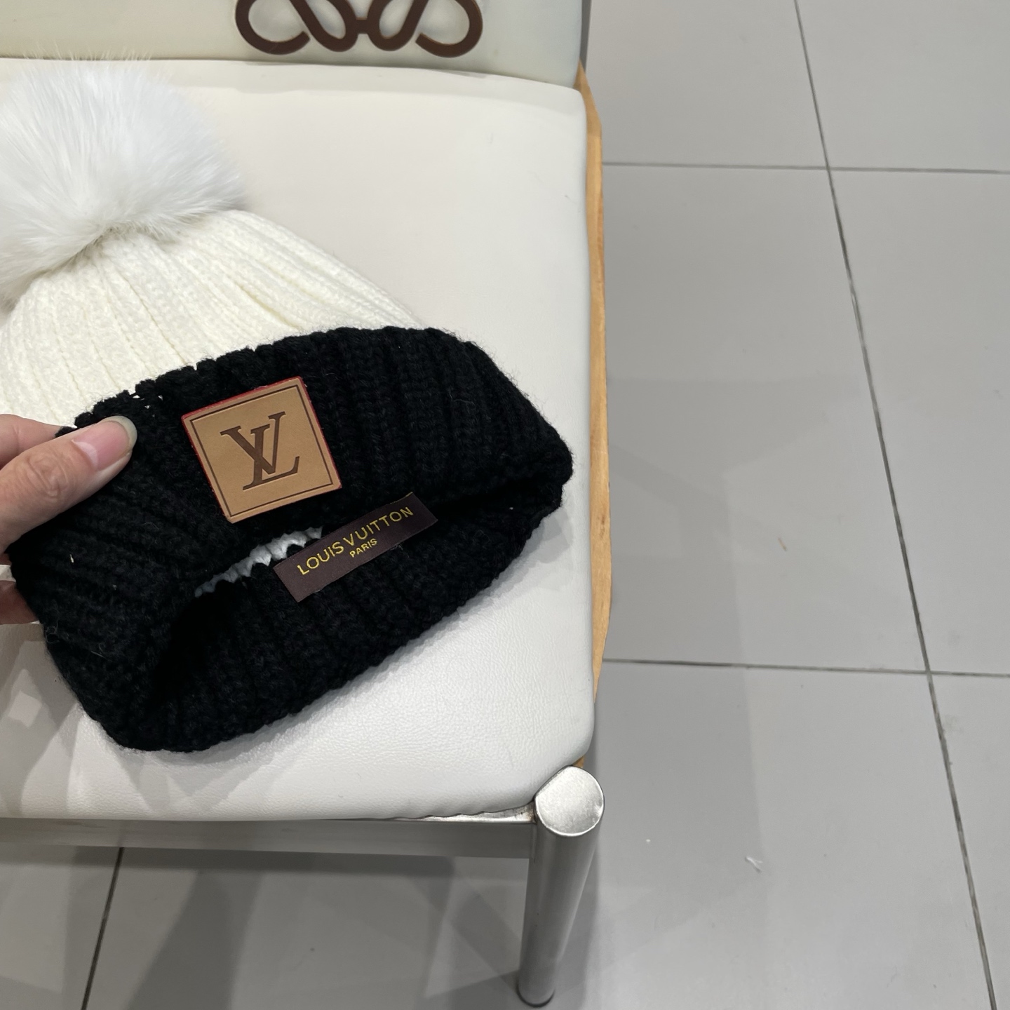 lv路易威登针织帽子女秋冬季真狐狸毛球毛线帽防寒冬天加厚保暖护耳韩版百搭