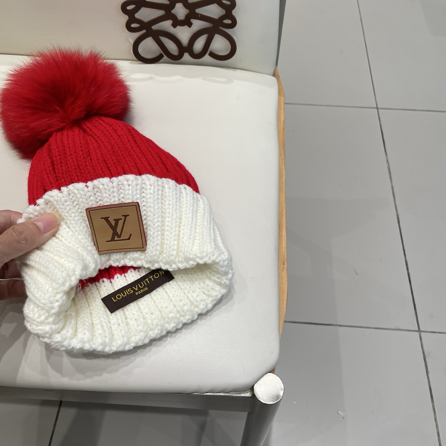 lv路易威登针织帽子女秋冬季真狐狸毛球毛线帽防寒冬天加厚保暖护耳韩版百搭