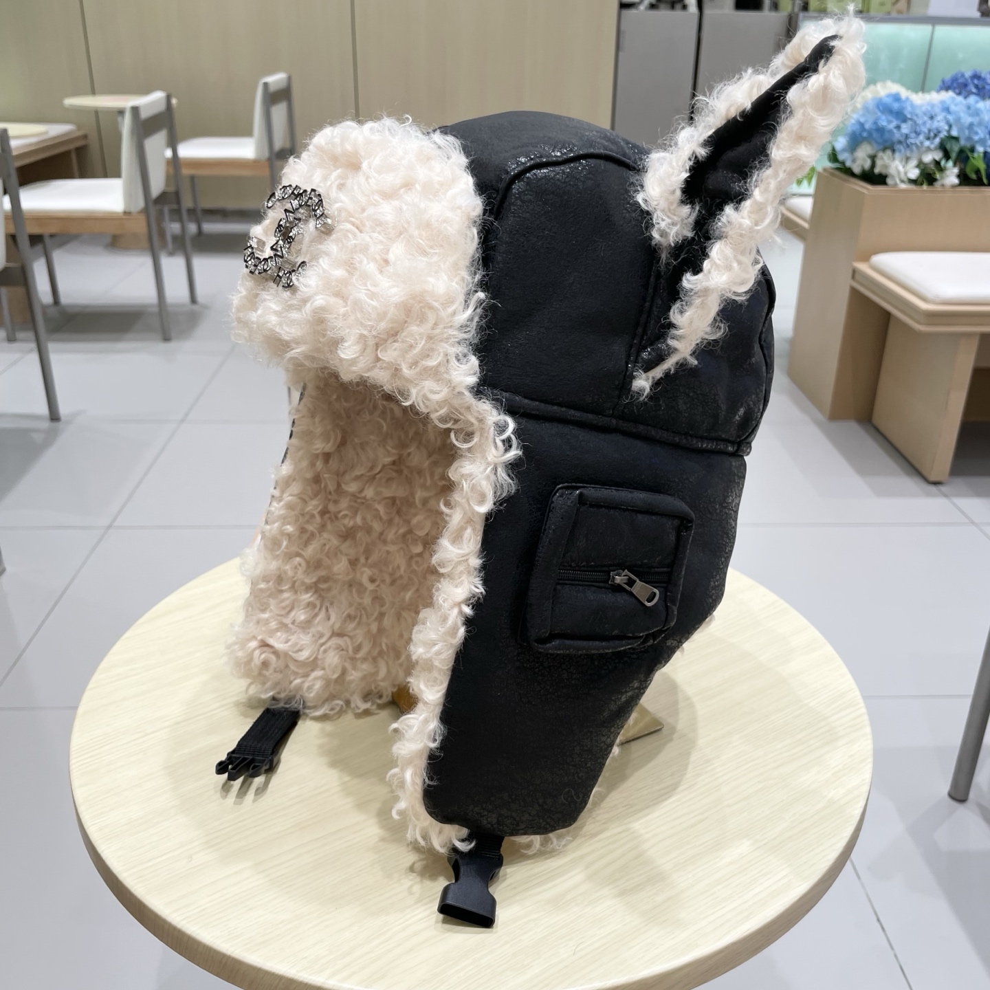 chanel香奈儿皮质毛绒雷锋帽男女冬季加绒加厚保暖大头围护耳帽户外防寒东北帽