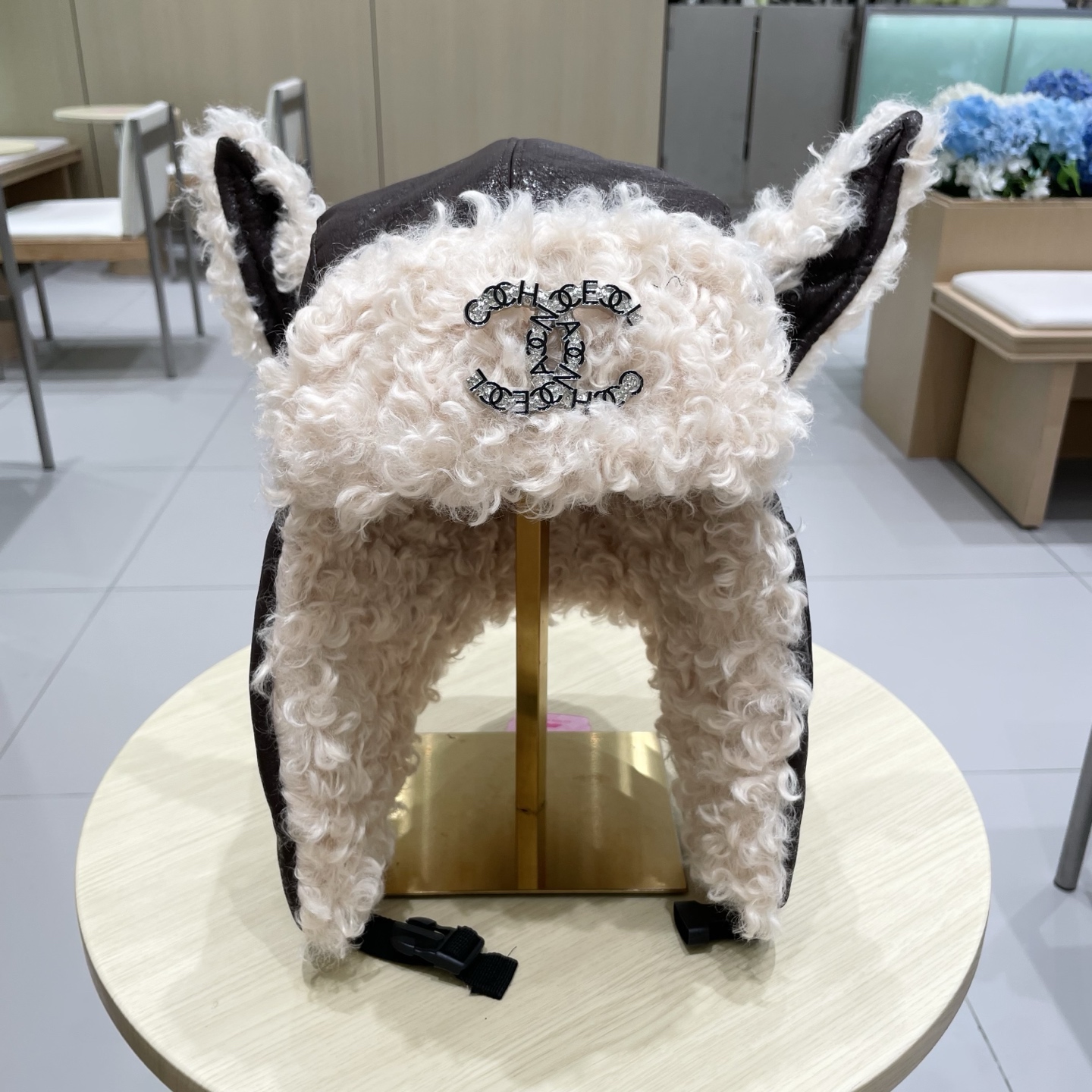 chanel香奈儿皮质毛绒雷锋帽男女冬季加绒加厚保暖大头围护耳帽户外防寒东北帽