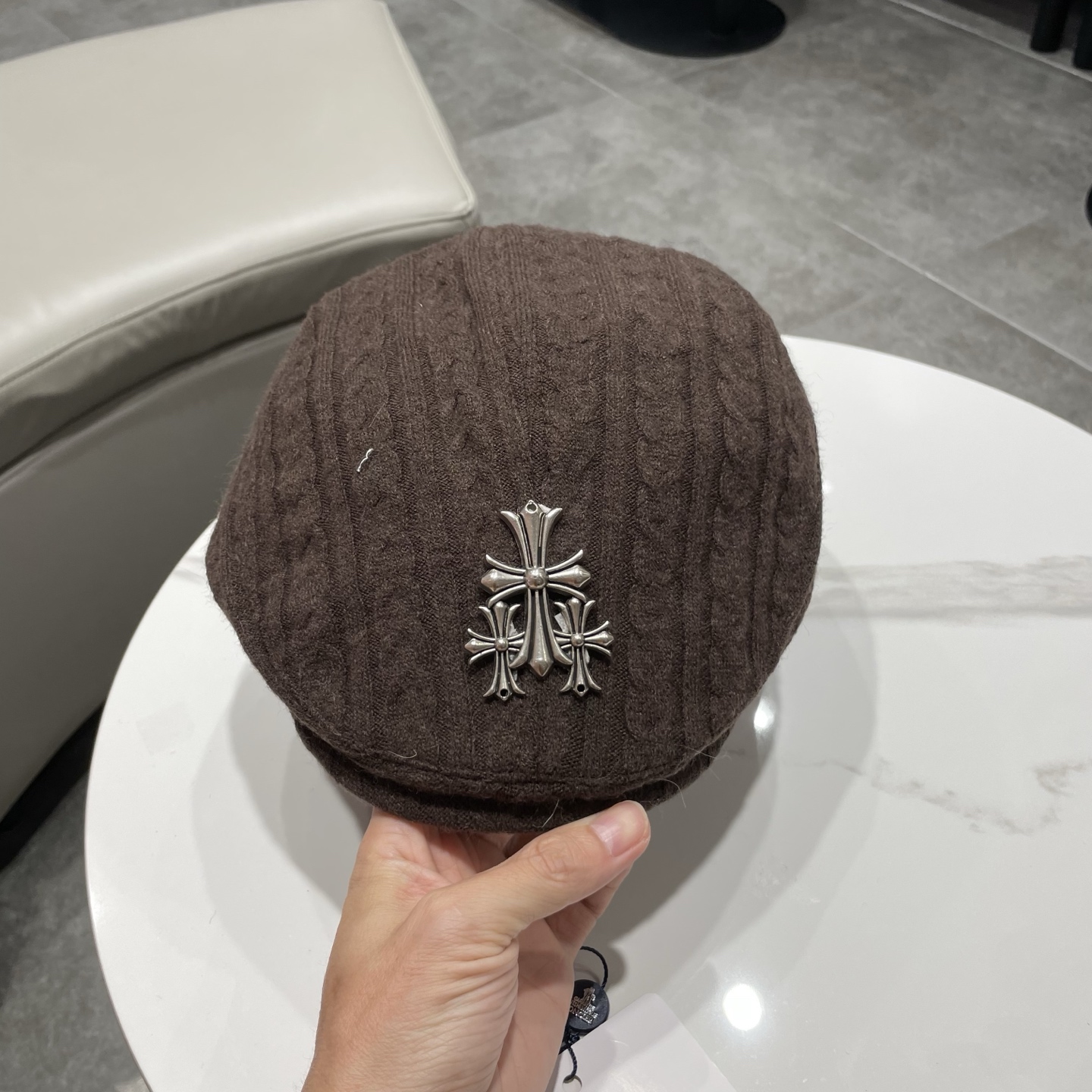 Chrome Hearts 克罗心贝雷帽日系复古秋冬显脸小前进帽子女毛线反戴时尚潮流画家帽