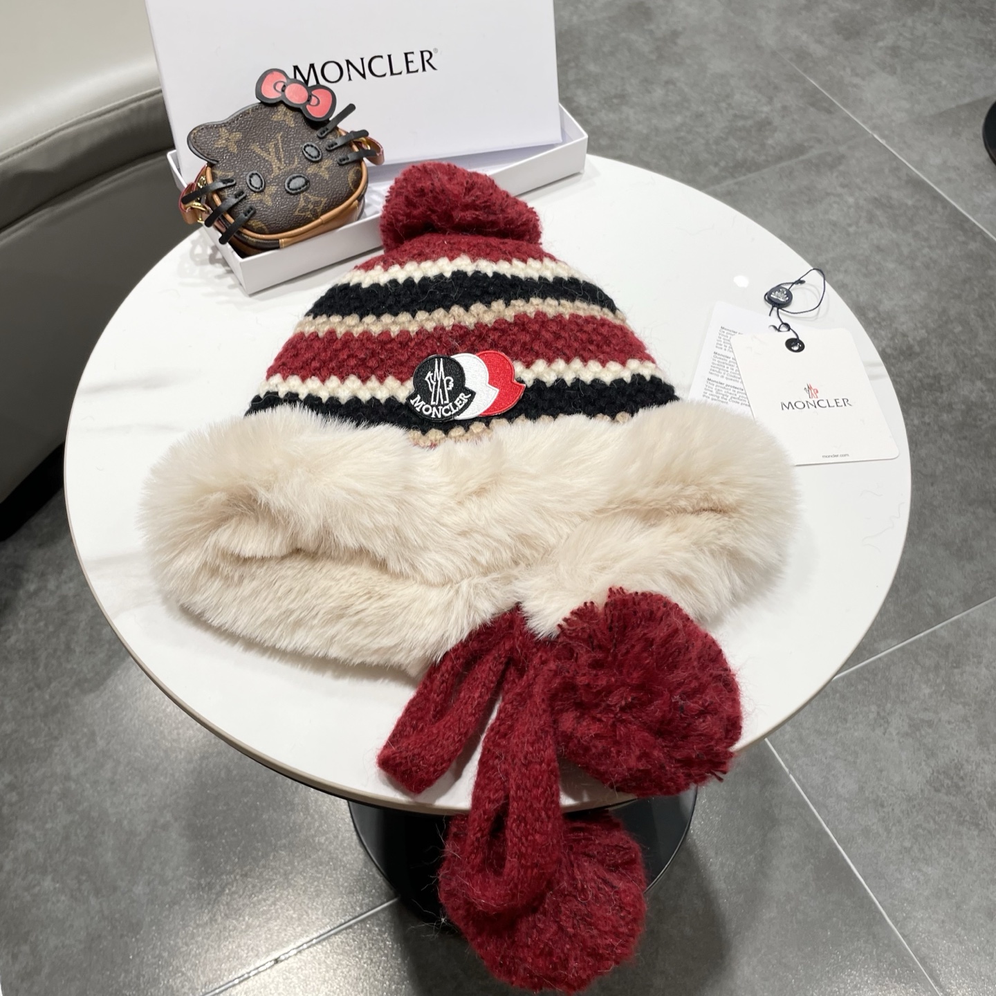 蒙口MONCLER🎩年秋冬新款费尔岛风条纹毛绒雷锋帽女加厚保暖防寒包头帽子