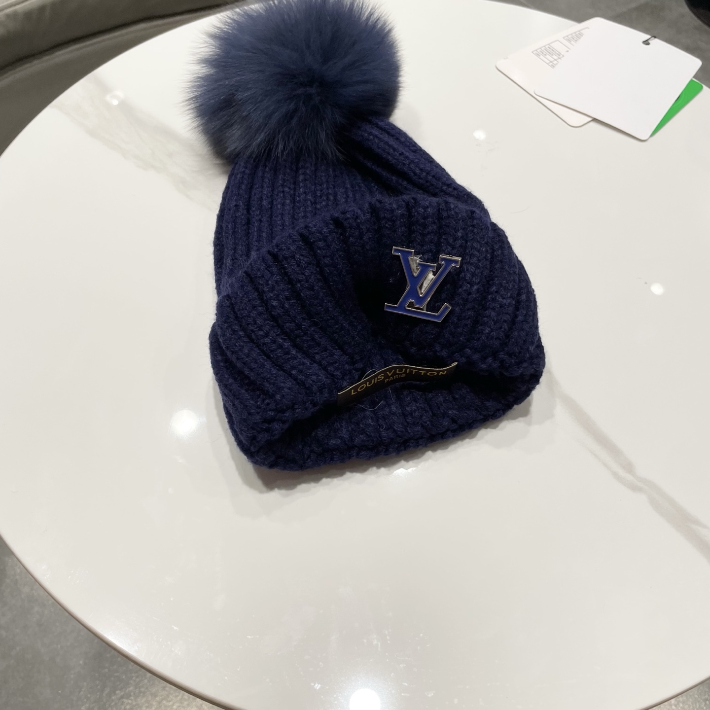lv路易威登韩版ins秋冬季真狐狸毛球毛线帽子女百搭时尚亲子针织帽潮