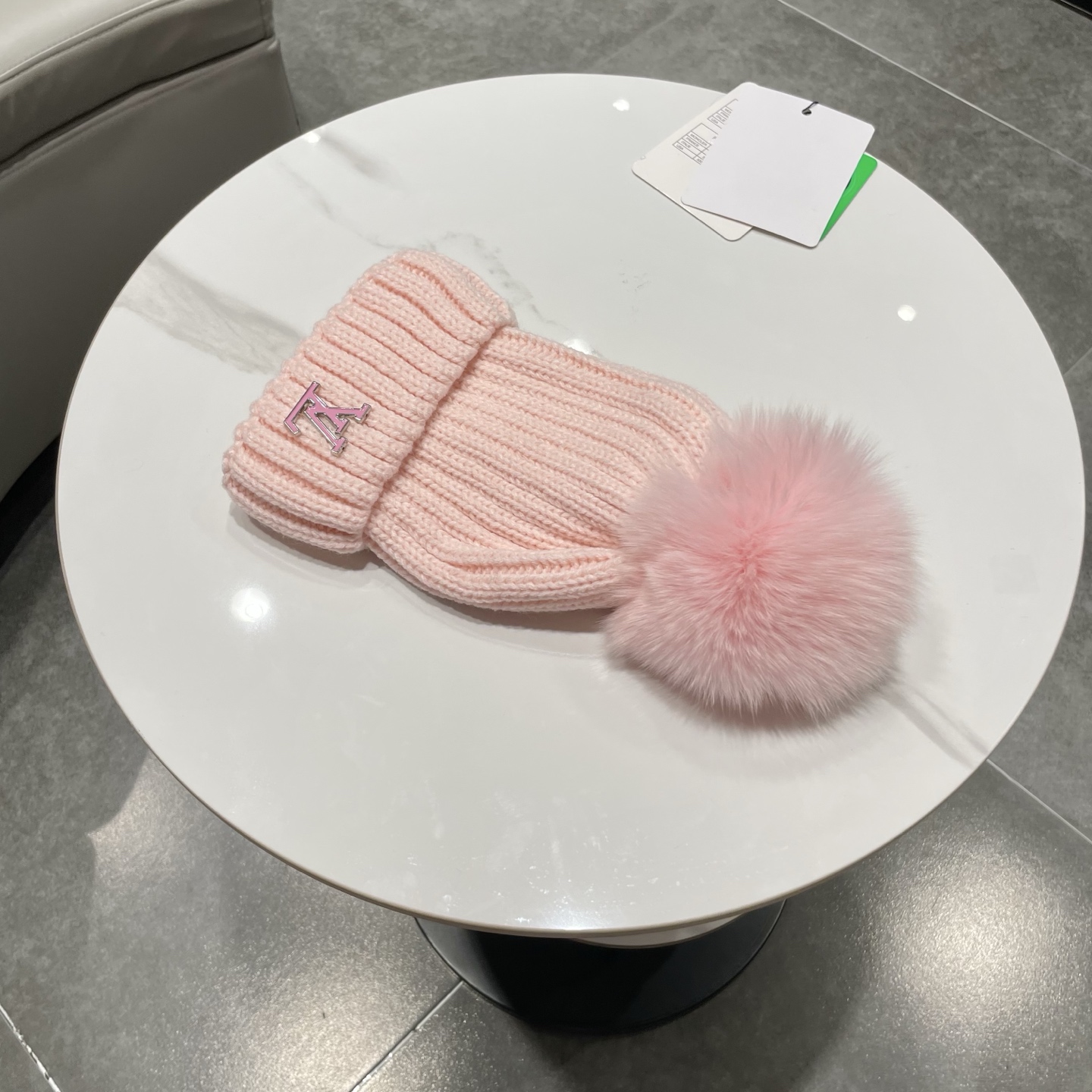 lv路易威登韩版ins秋冬季真狐狸毛球毛线帽子女百搭时尚亲子针织帽潮