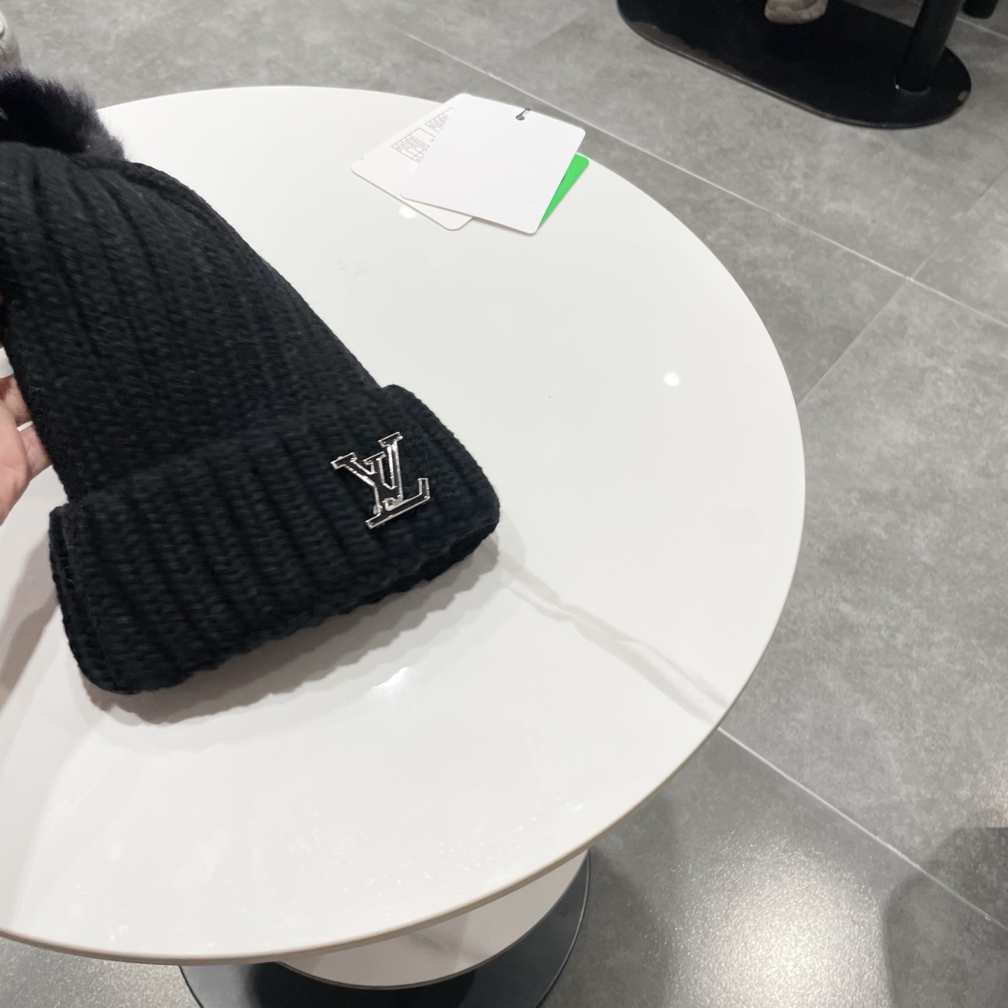 lv路易威登韩版ins秋冬季真狐狸毛球毛线帽子女百搭时尚亲子针织帽潮