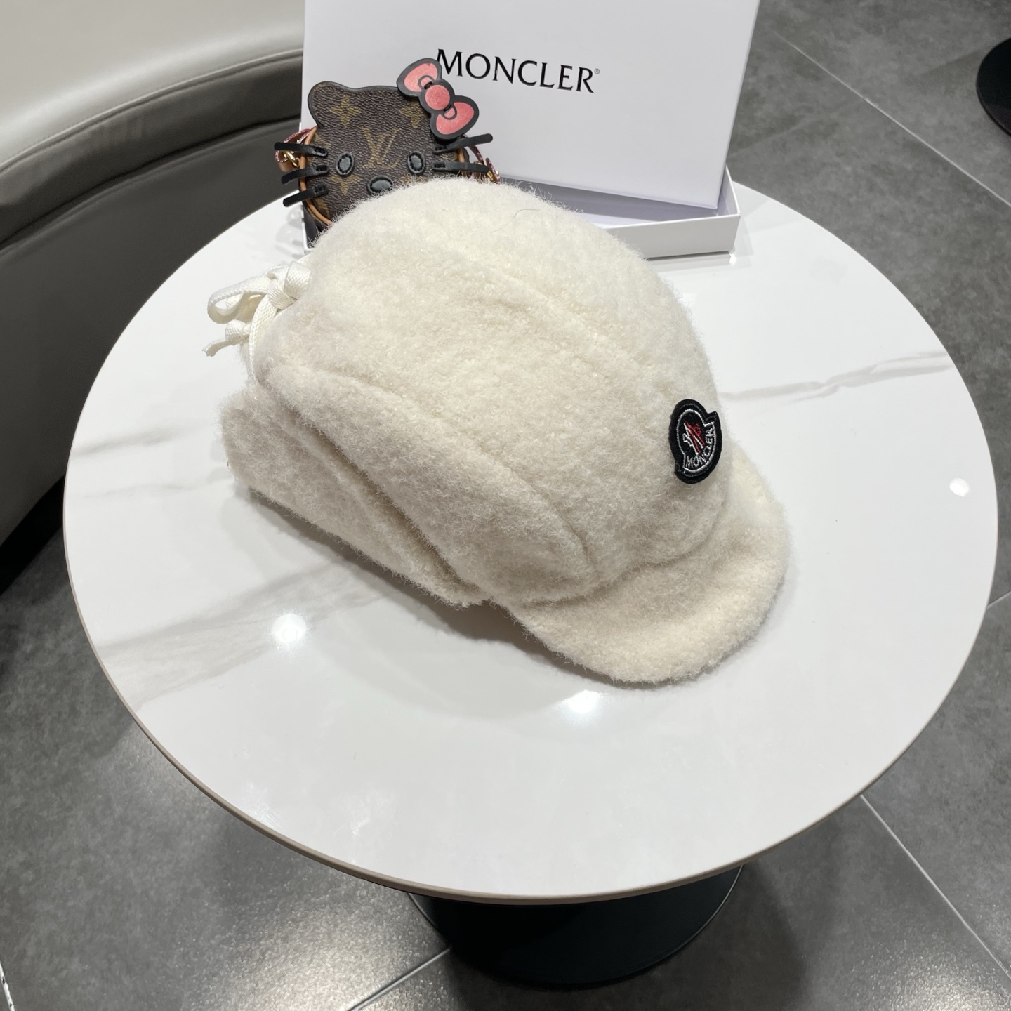 蒙口Moncler盟可睐设计师针织圈圈羊羔毛飞行帽女秋冬护耳保暖毛线雷锋帽滑雪帽