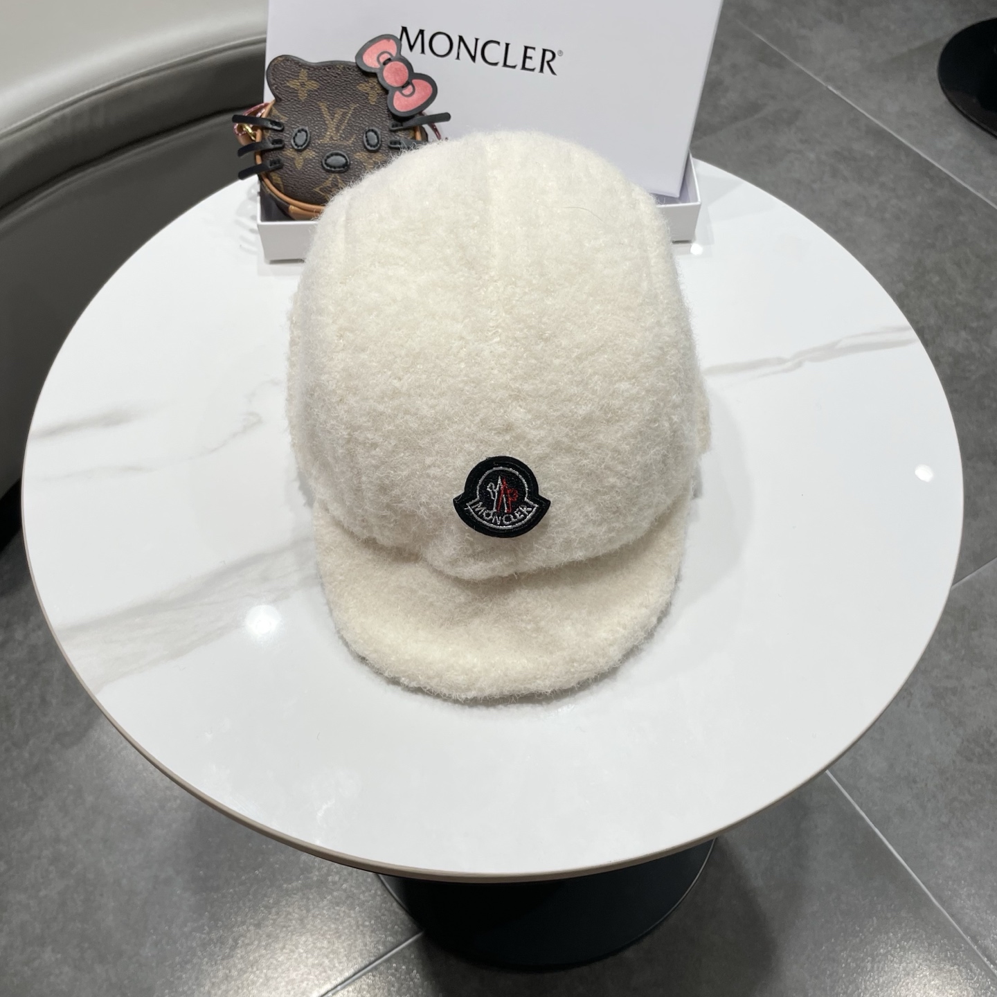 蒙口Moncler盟可睐设计师针织圈圈羊羔毛飞行帽女秋冬护耳保暖毛线雷锋帽滑雪帽