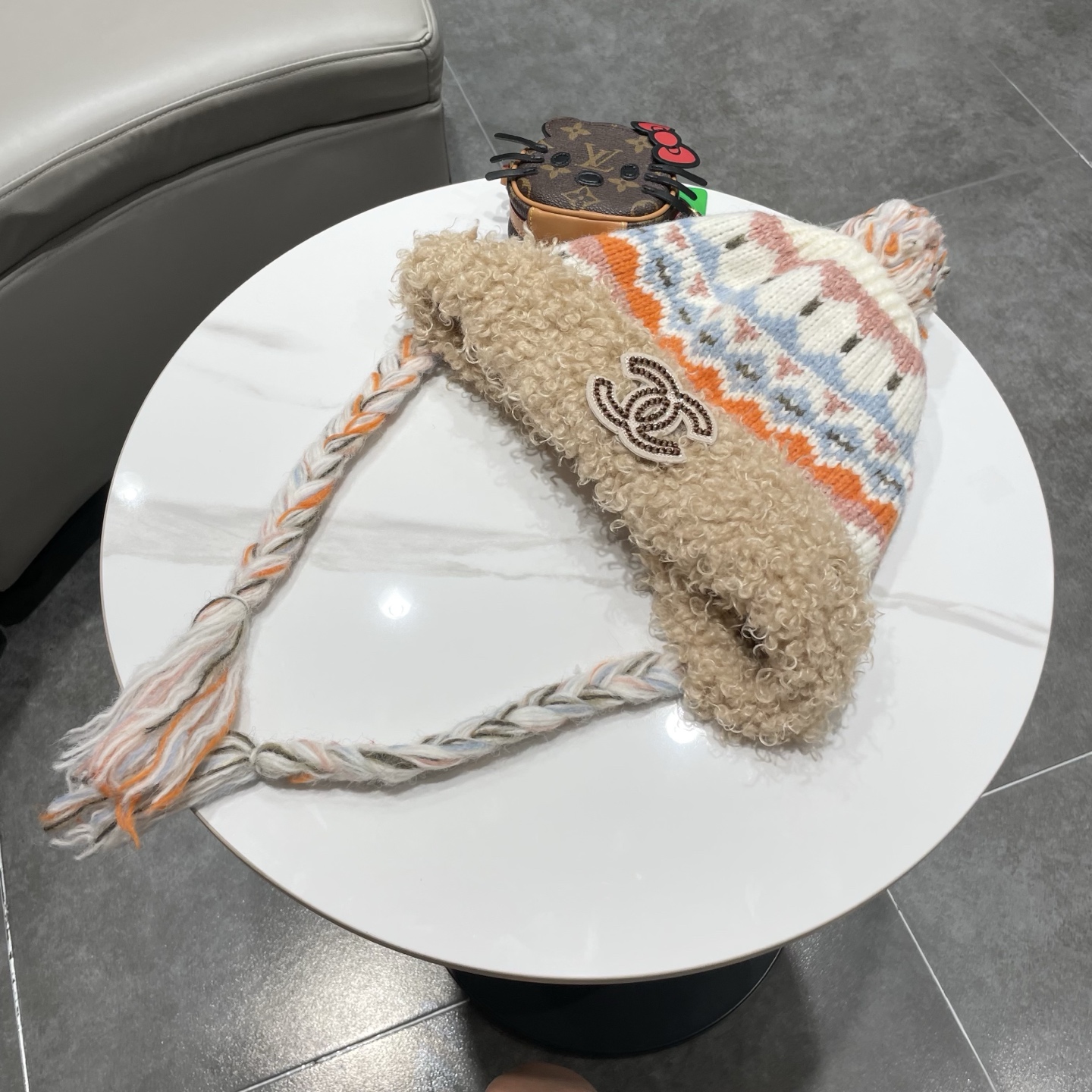 chanel香奈儿新款大头围渔夫帽子女秋冬季保暖针织帽防寒护耳毛绒显脸小潮