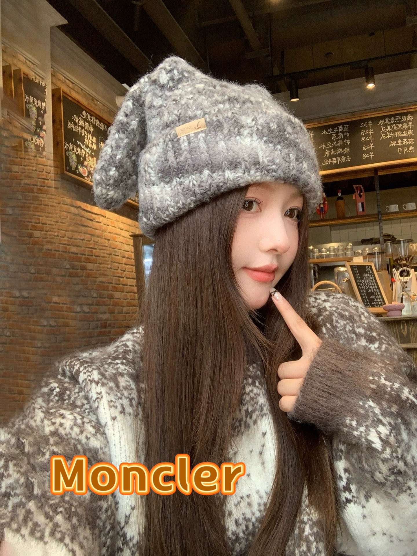 【MONCLER蒙口】可爱大耳朵搞怪针织帽子女秋冬季保暖个性百搭显脸小毛线帽潮韩版