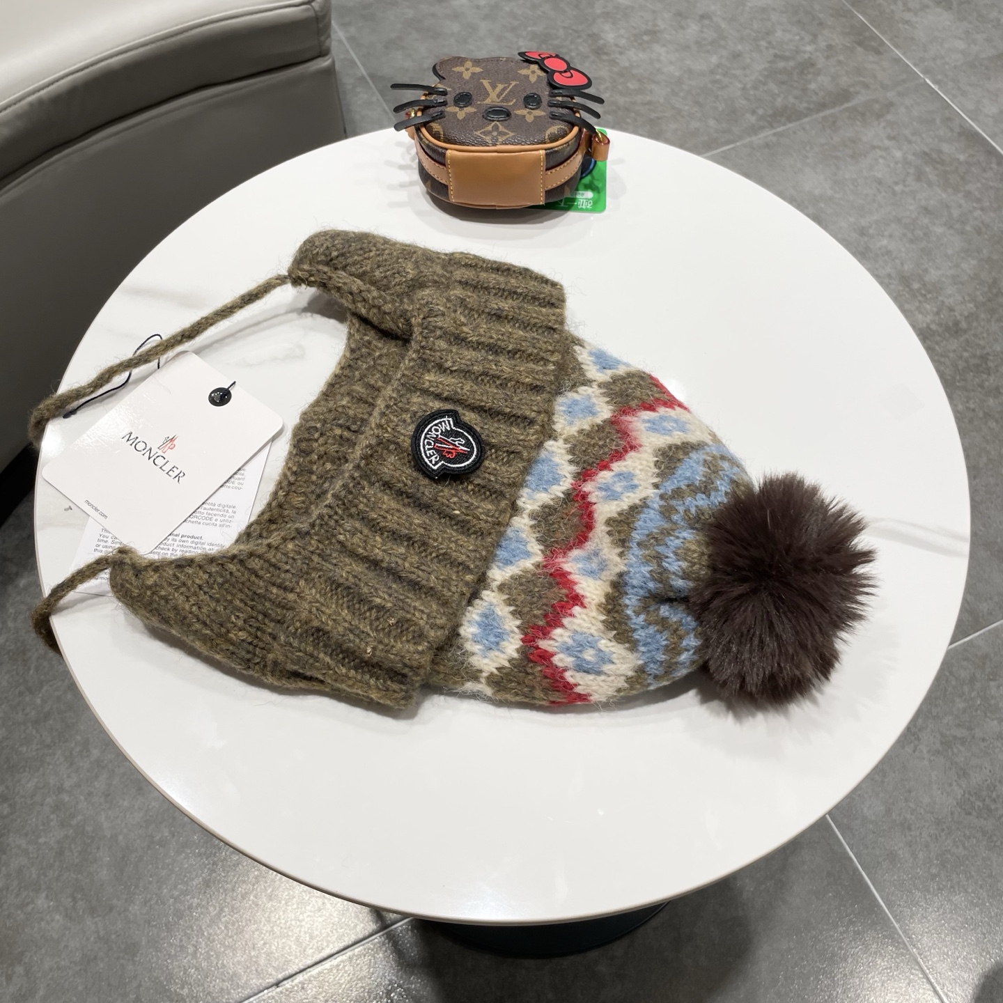 【MONCLER蒙口】秋冬新费尔岛复古毛线帽子女加厚保暖忽而雷锋帽秋冬针织帽 
