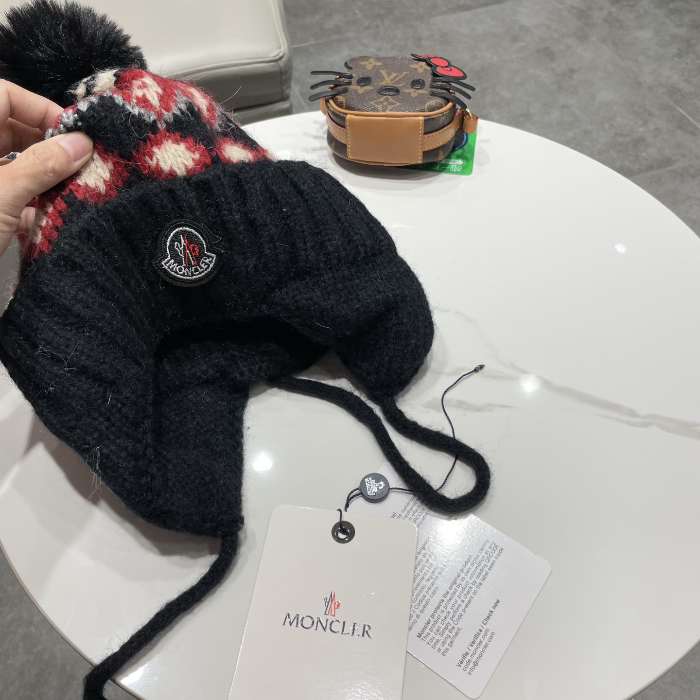 【MONCLER蒙口】秋冬新费尔岛复古毛线帽子女加厚保暖忽而雷锋帽秋冬针织帽 