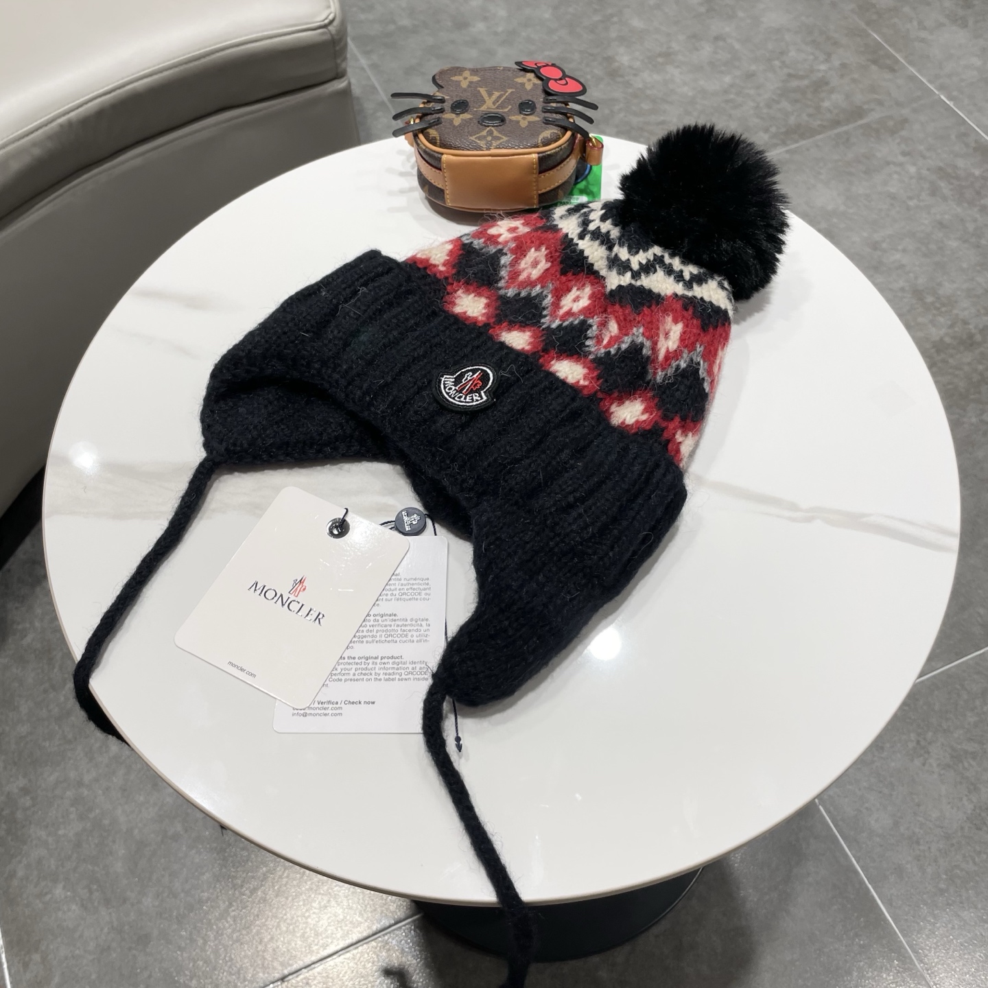 【MONCLER蒙口】秋冬新费尔岛复古毛线帽子女加厚保暖忽而雷锋帽秋冬针织帽 