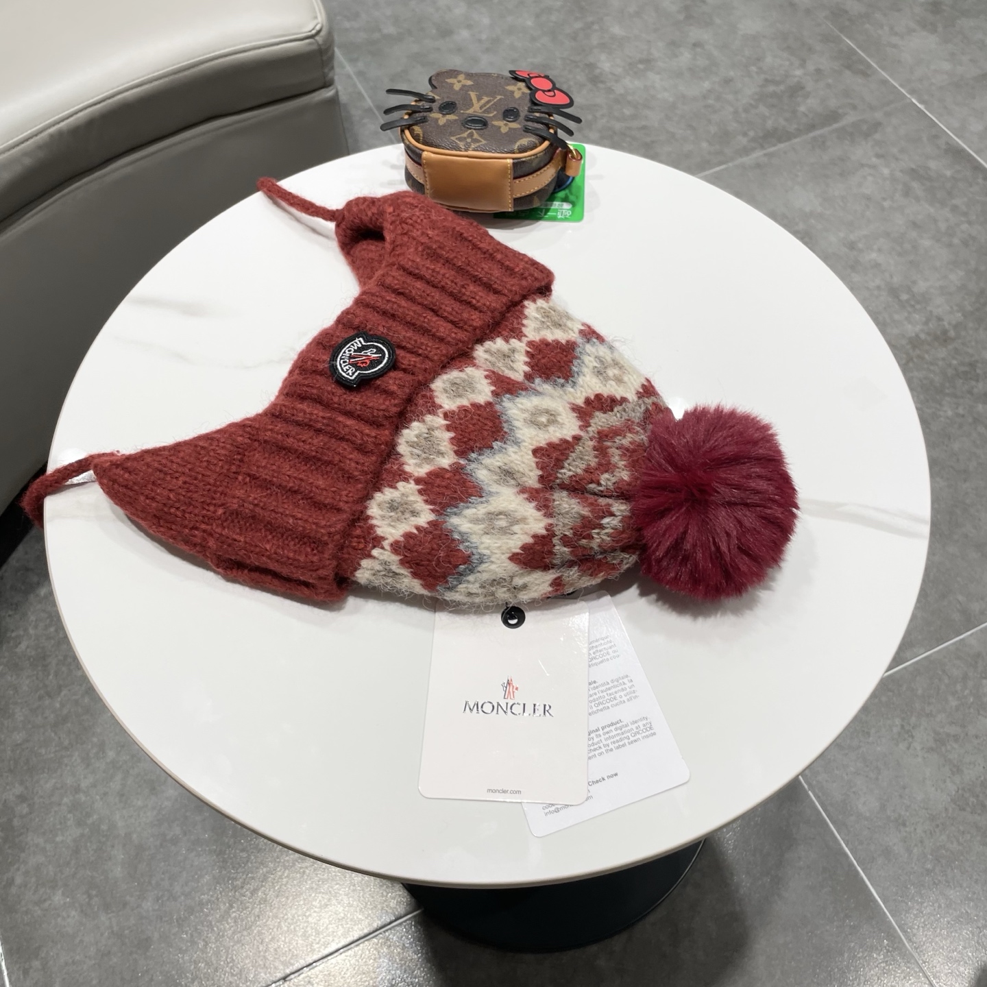 【MONCLER蒙口】秋冬新费尔岛复古毛线帽子女加厚保暖忽而雷锋帽秋冬针织帽 