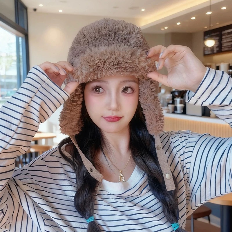 NO:580272,Mengkou autumn and winter new plush solid color thickened Lei Feng hat Korean version new anti-freeze ear protection flight hat for men and women versatile trendy hat fisherman hat baseball cap knitted hat, hat, Moncler, espadrilles, hats19860909蒙口秋冬新款毛绒绒纯色加厚雷锋帽韩版新款抗冻护耳飞行帽男女百搭潮帽子渔夫帽棒球帽针织帽,帽子,Moncler,espadrilles,hats,hat