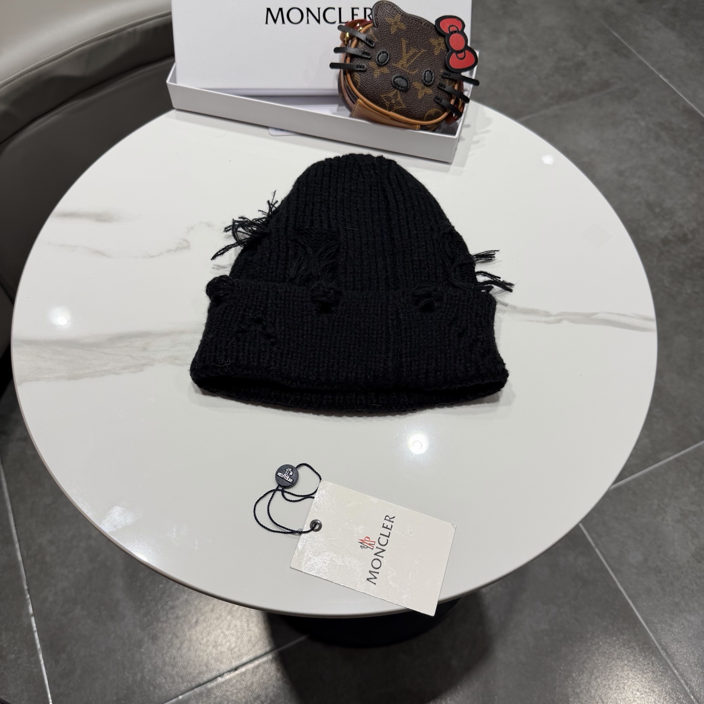 蒙口帽子女秋冬美式破洞防寒保暖护耳针织毛线帽大头围时尚R字母冷帽