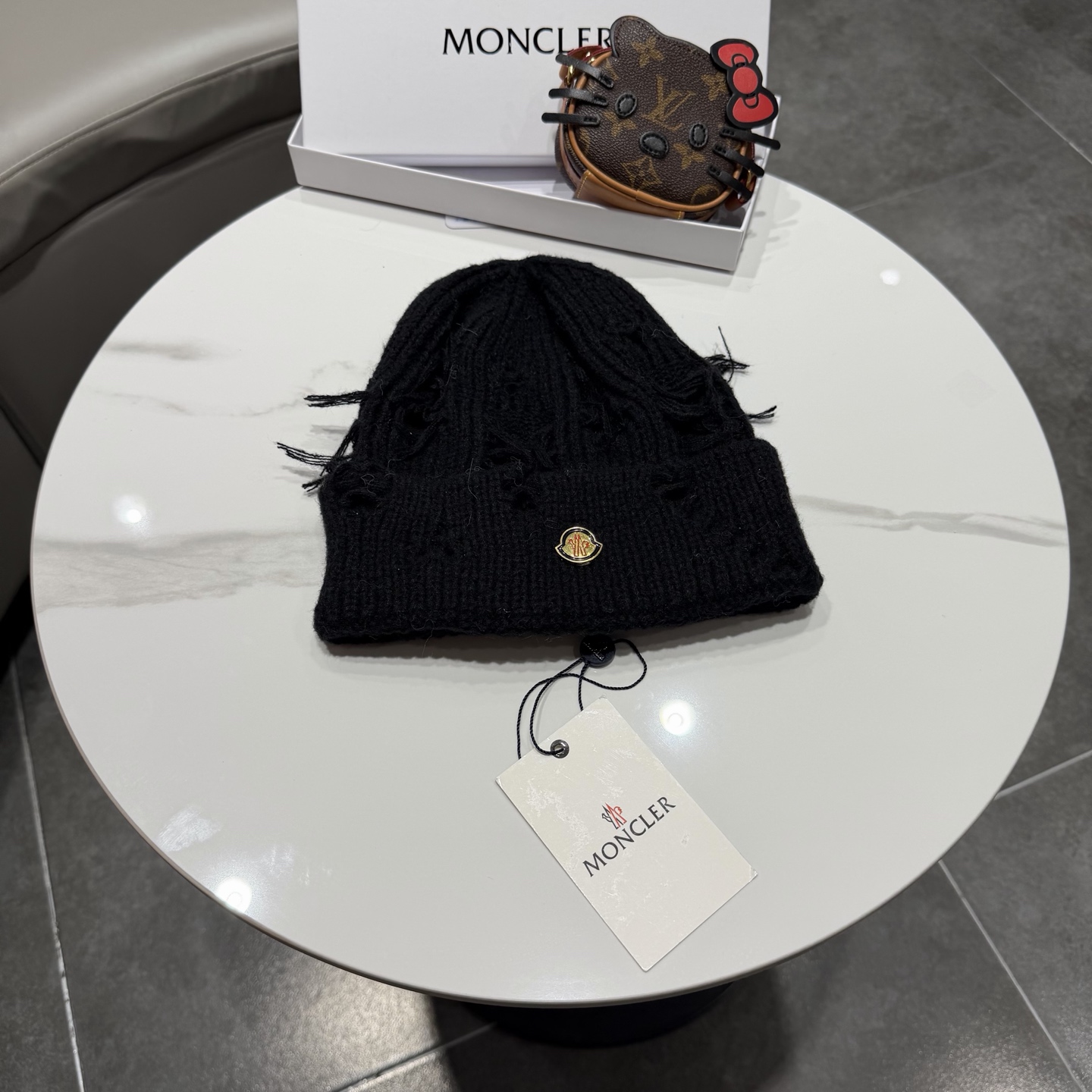 蒙口帽子女秋冬美式破洞防寒保暖护耳针织毛线帽大头围时尚R字母冷帽