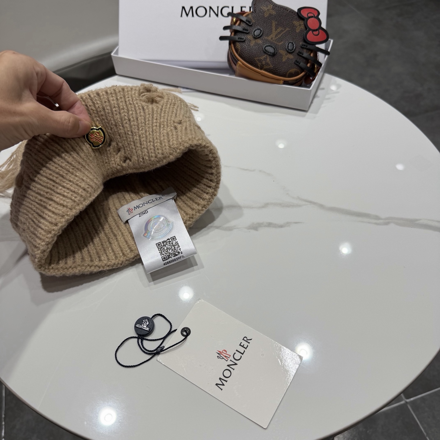 蒙口帽子女秋冬美式破洞防寒保暖护耳针织毛线帽大头围时尚R字母冷帽