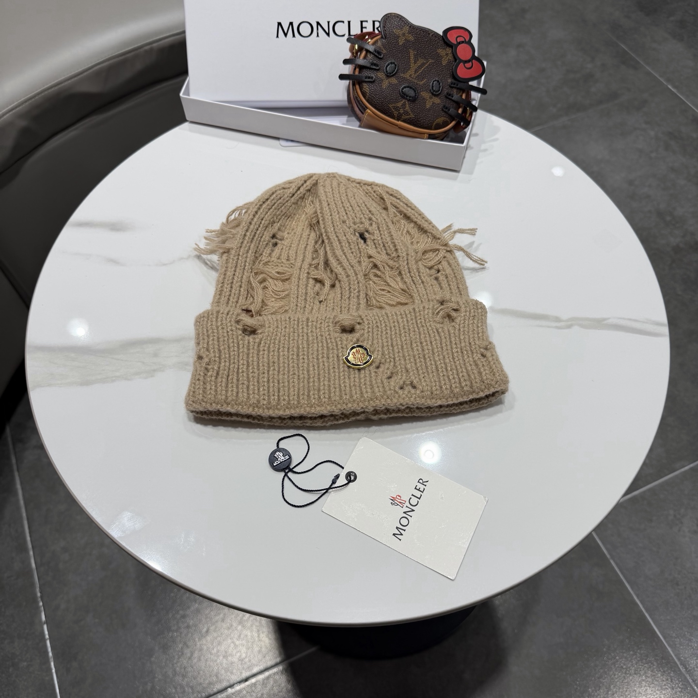 蒙口帽子女秋冬美式破洞防寒保暖护耳针织毛线帽大头围时尚R字母冷帽