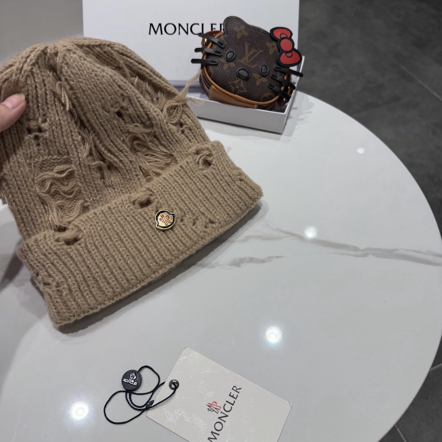 蒙口帽子女秋冬美式破洞防寒保暖护耳针织毛线帽大头围时尚R字母冷帽