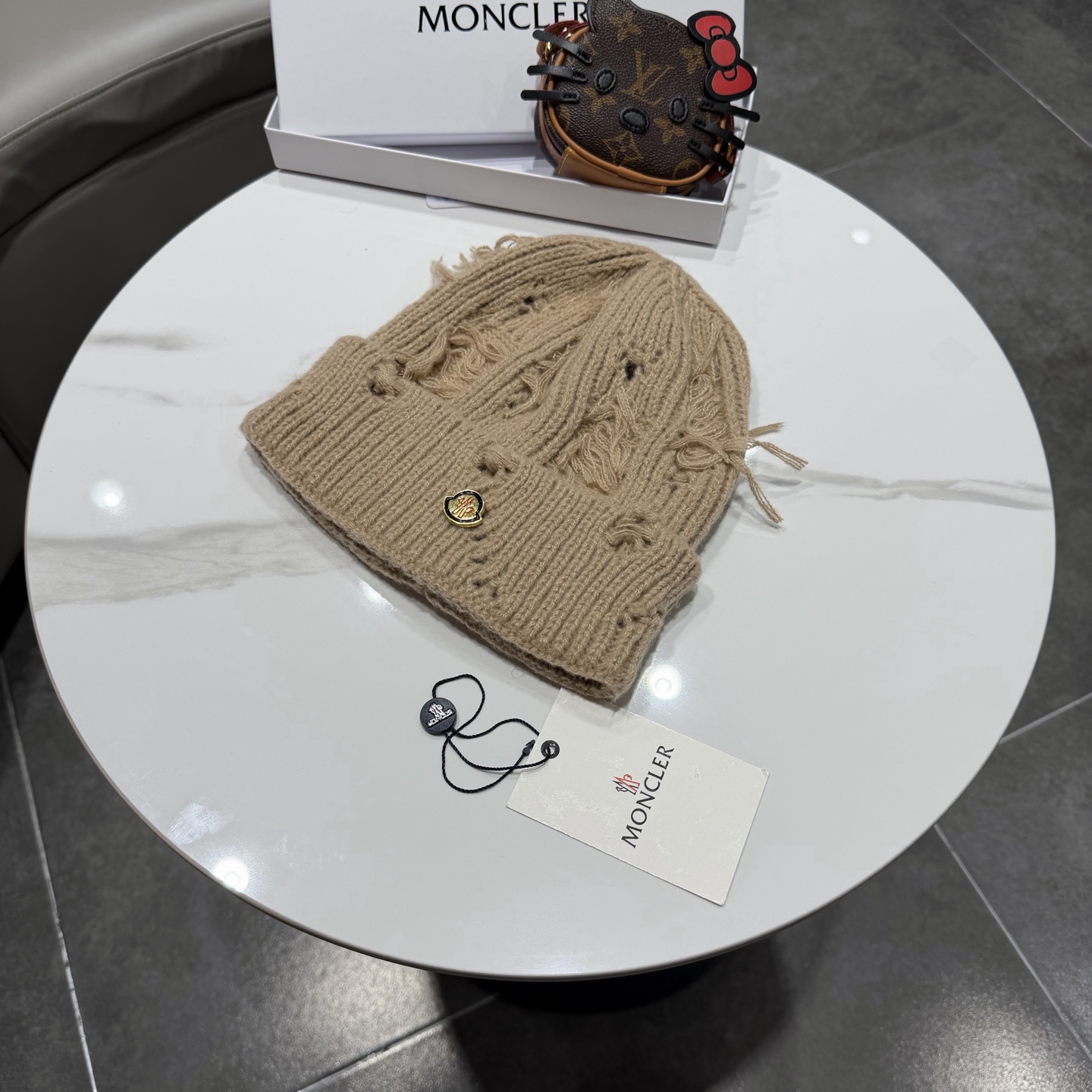 蒙口帽子女秋冬美式破洞防寒保暖护耳针织毛线帽大头围时尚R字母冷帽