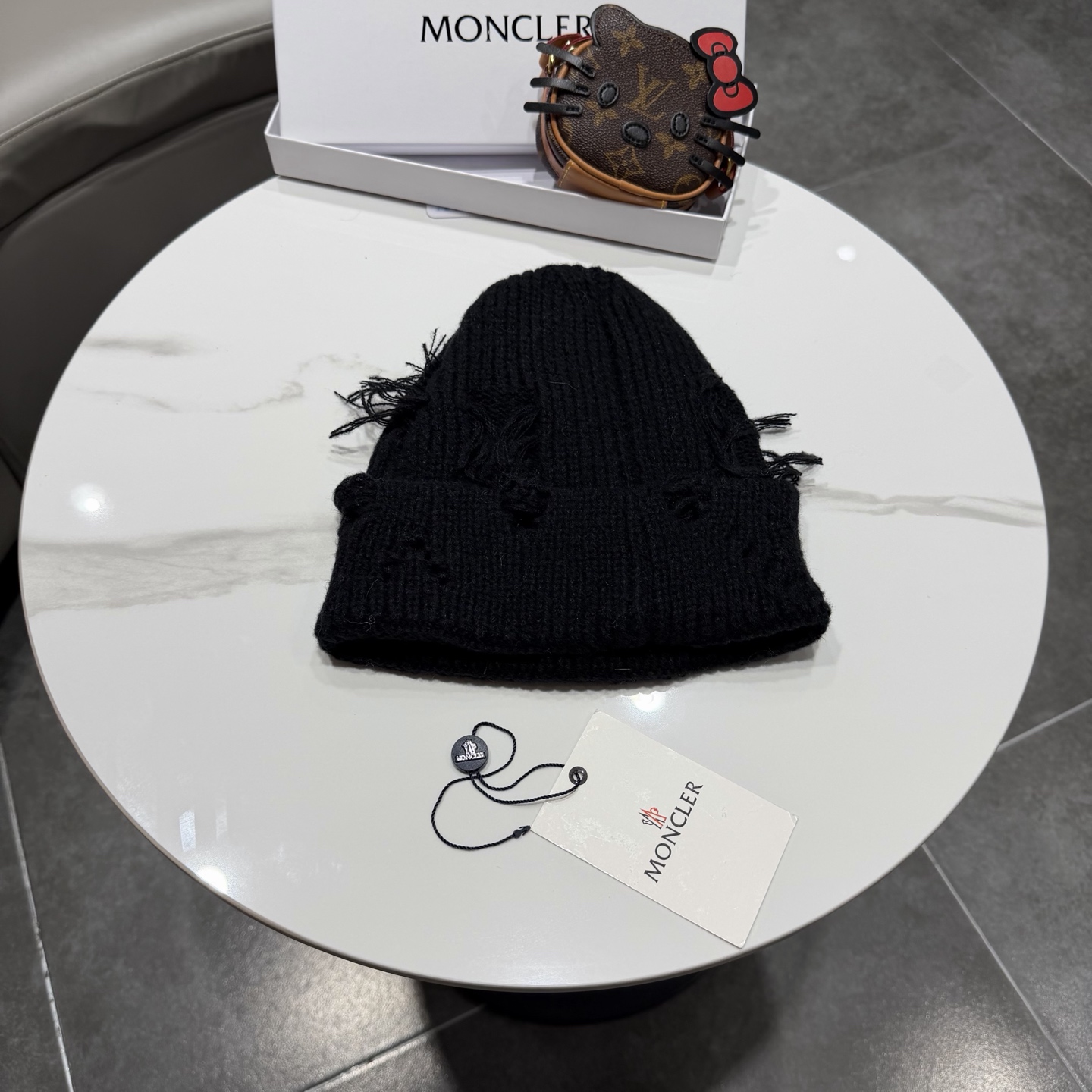 蒙口帽子女秋冬美式破洞防寒保暖护耳针织毛线帽大头围时尚R字母冷帽