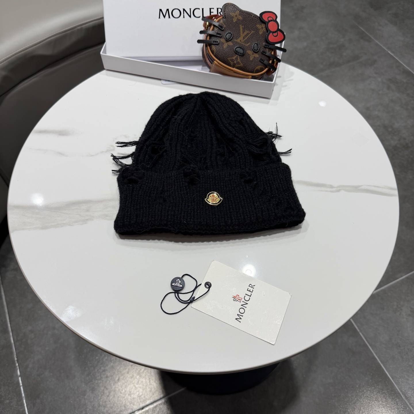 蒙口帽子女秋冬美式破洞防寒保暖护耳针织毛线帽大头围时尚R字母冷帽