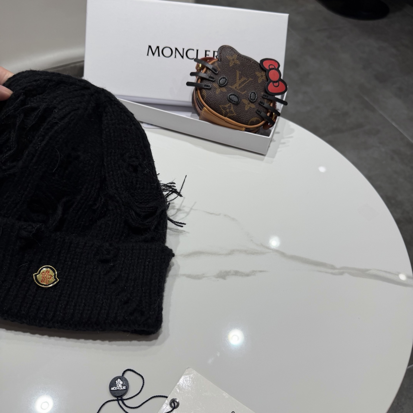 蒙口帽子女秋冬美式破洞防寒保暖护耳针织毛线帽大头围时尚R字母冷帽