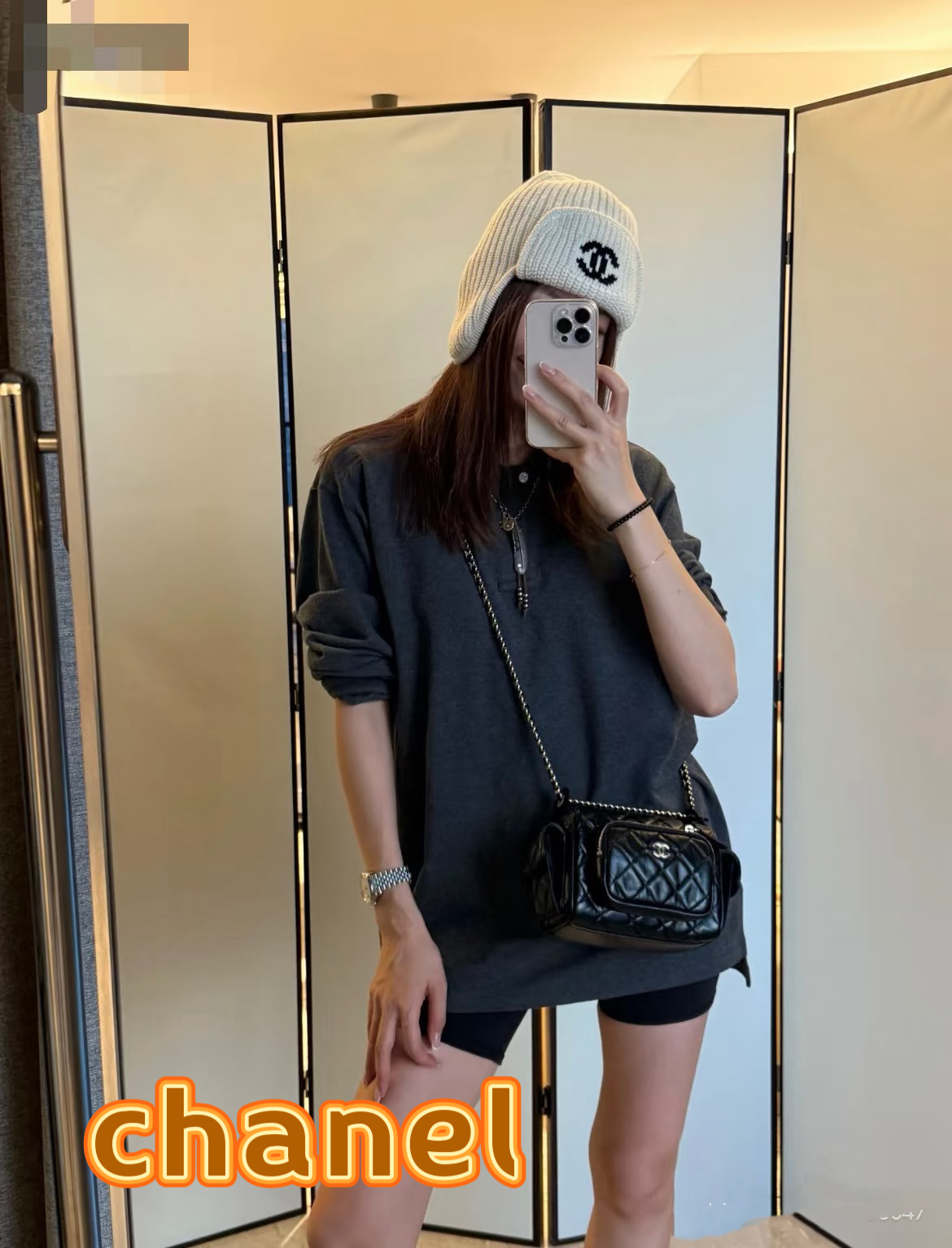 chanel香奈儿网红针织毛线帽冬女针织羊毛绒套头护耳包头帽防寒挡风加厚保暖