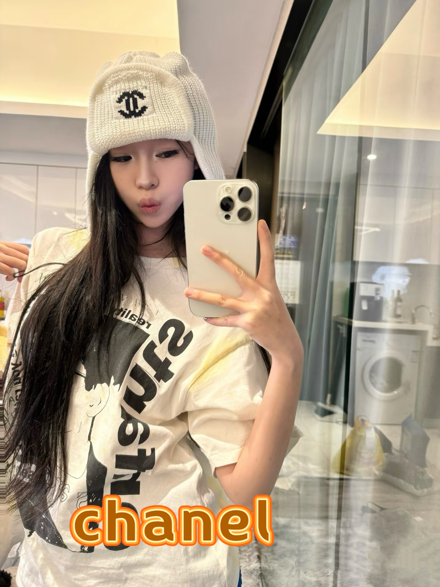 chanel香奈儿网红针织毛线帽冬女针织羊毛绒套头护耳包头帽防寒挡风加厚保暖