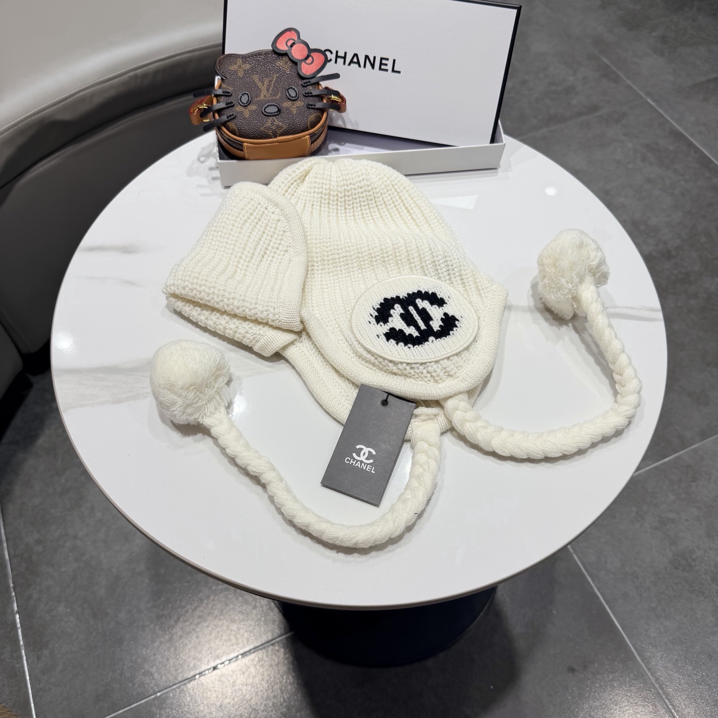 chanel香奈儿网红针织毛线帽冬女针织羊毛绒套头护耳包头帽防寒挡风加厚保暖