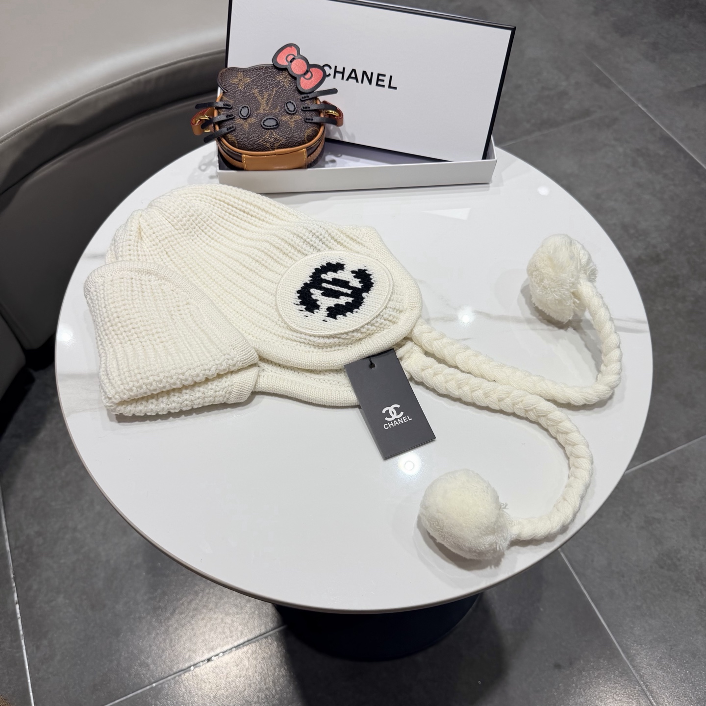 chanel香奈儿网红针织毛线帽冬女针织羊毛绒套头护耳包头帽防寒挡风加厚保暖