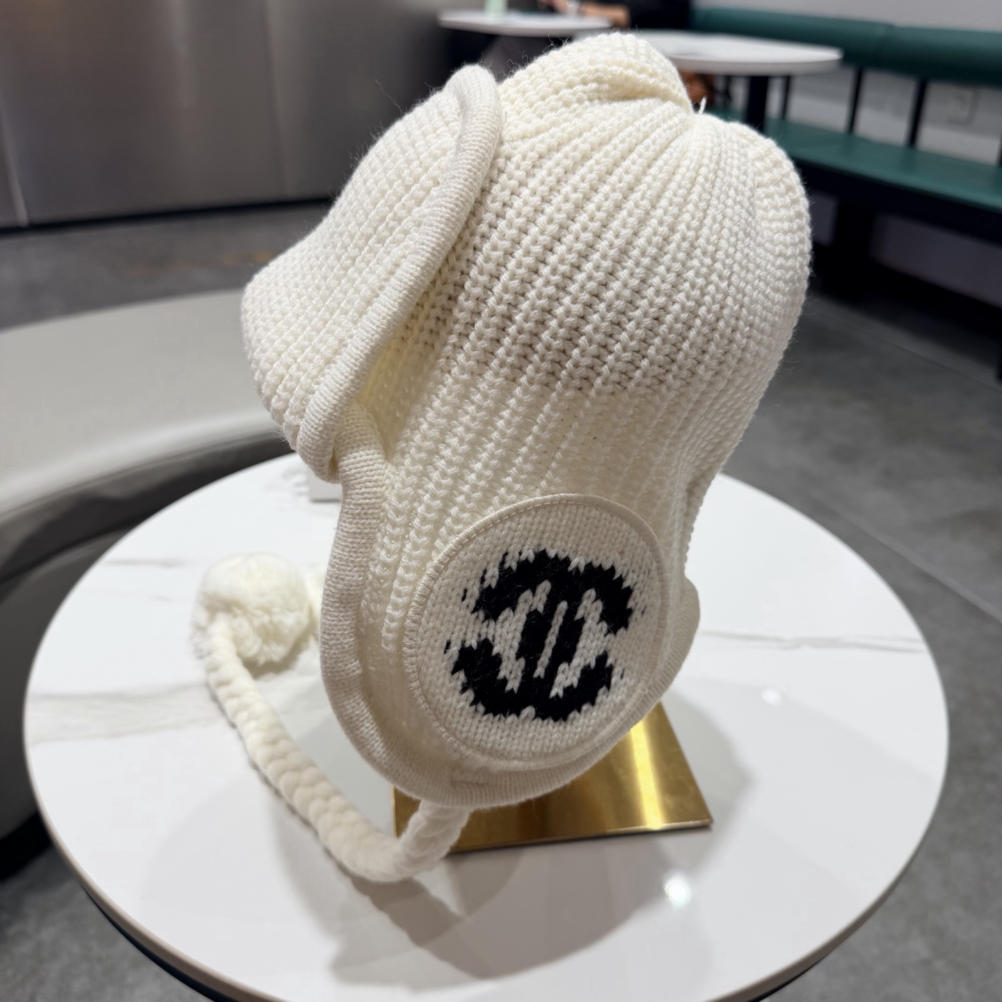 chanel香奈儿网红针织毛线帽冬女针织羊毛绒套头护耳包头帽防寒挡风加厚保暖