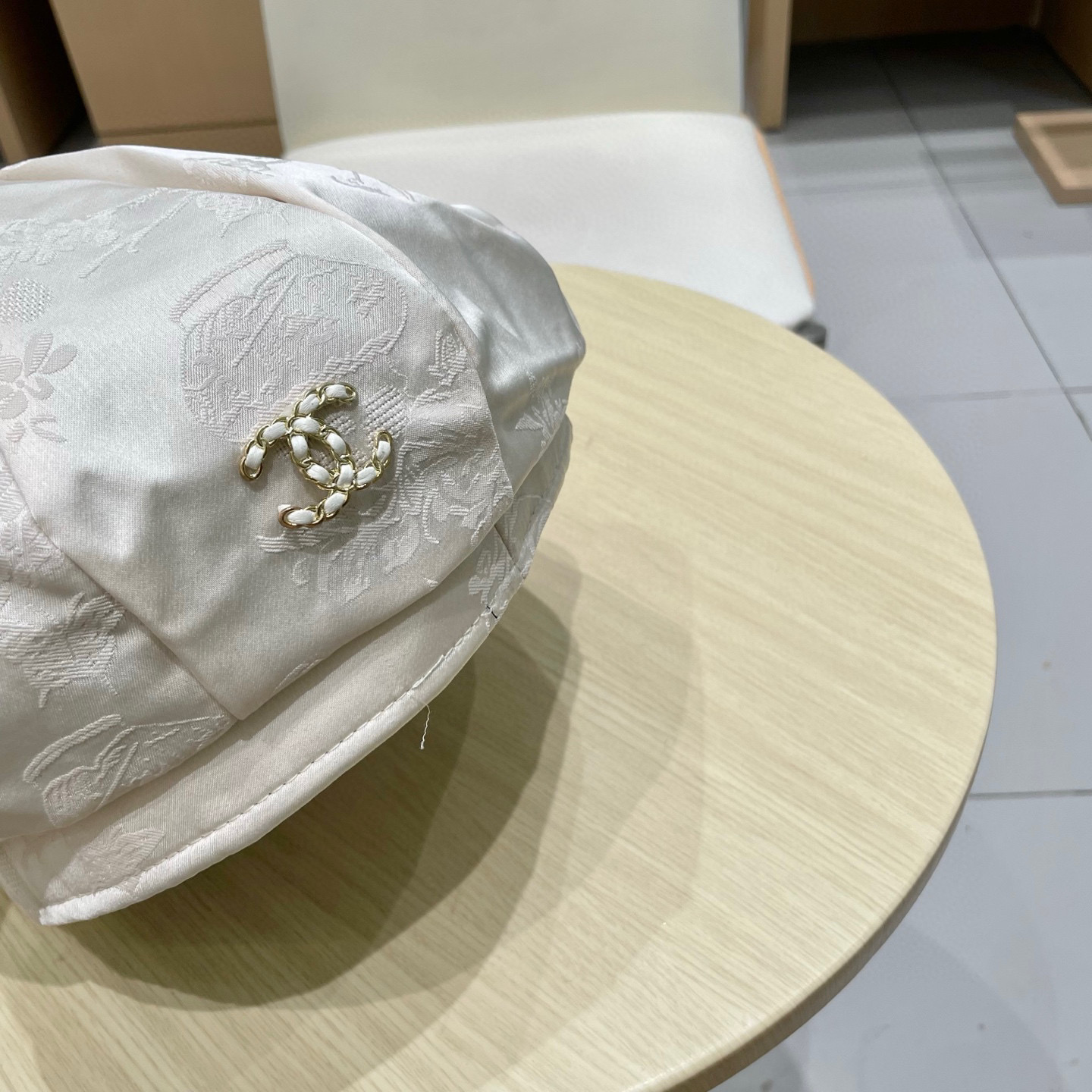 chanel香奈儿新中式国风提花贝雷帽大头围显脸小名媛春夏绸缎感八角帽